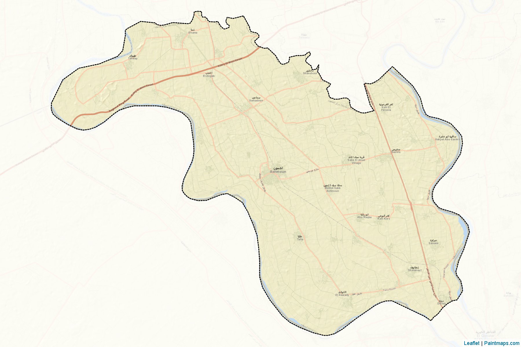 Muestras de recorte de mapas Ashmoon (Al Minufiyah)-2