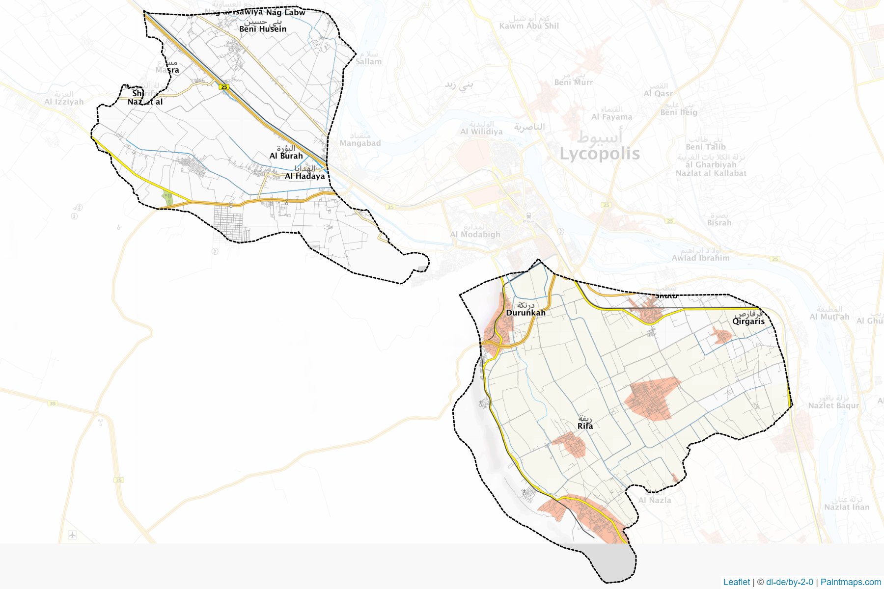 Muestras de recorte de mapas Asiut (Asyut)-1