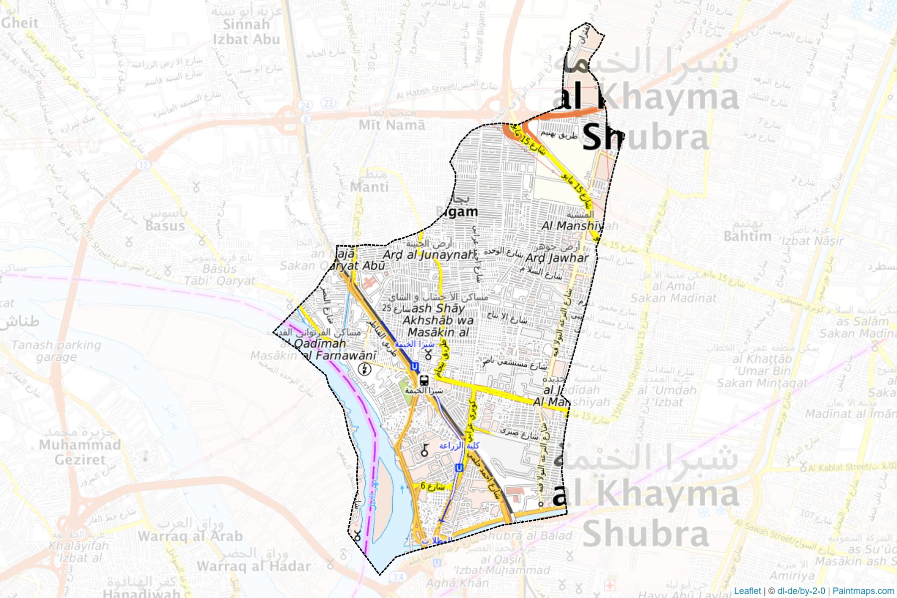 Muestras de recorte de mapas Awal Shobra El-Kheimah (Al Qalyubiyah)-1