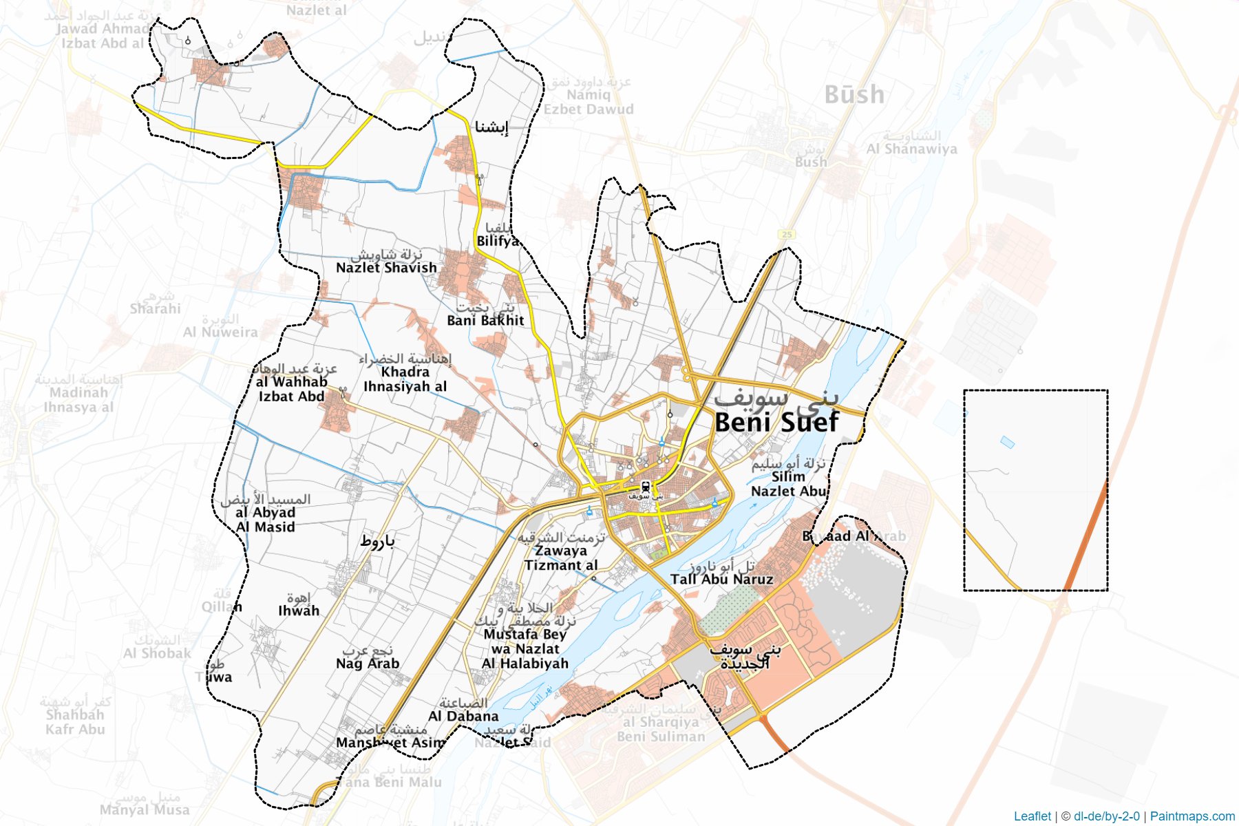 Muestras de recorte de mapas Bany Sweif (Bani Suwayf)-1