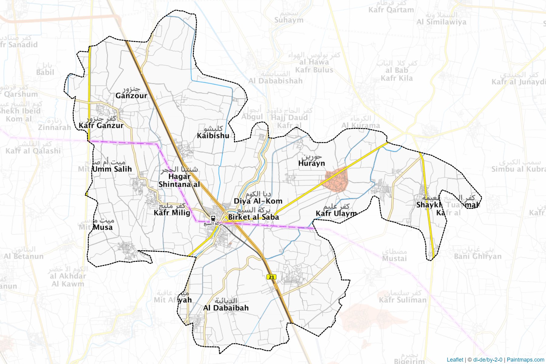 Muestras de recorte de mapas Berket El-Sab' (Al Minufiyah)-1