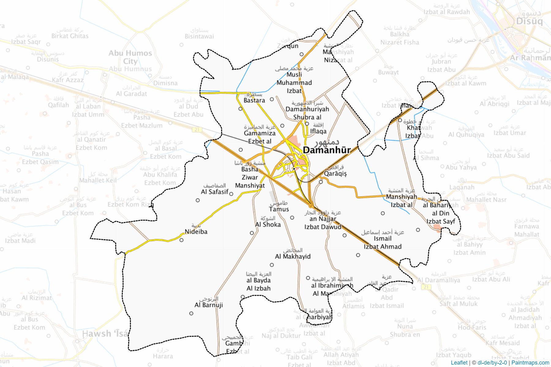 Muestras de recorte de mapas Damanhoor (Al Buhayrah)-1