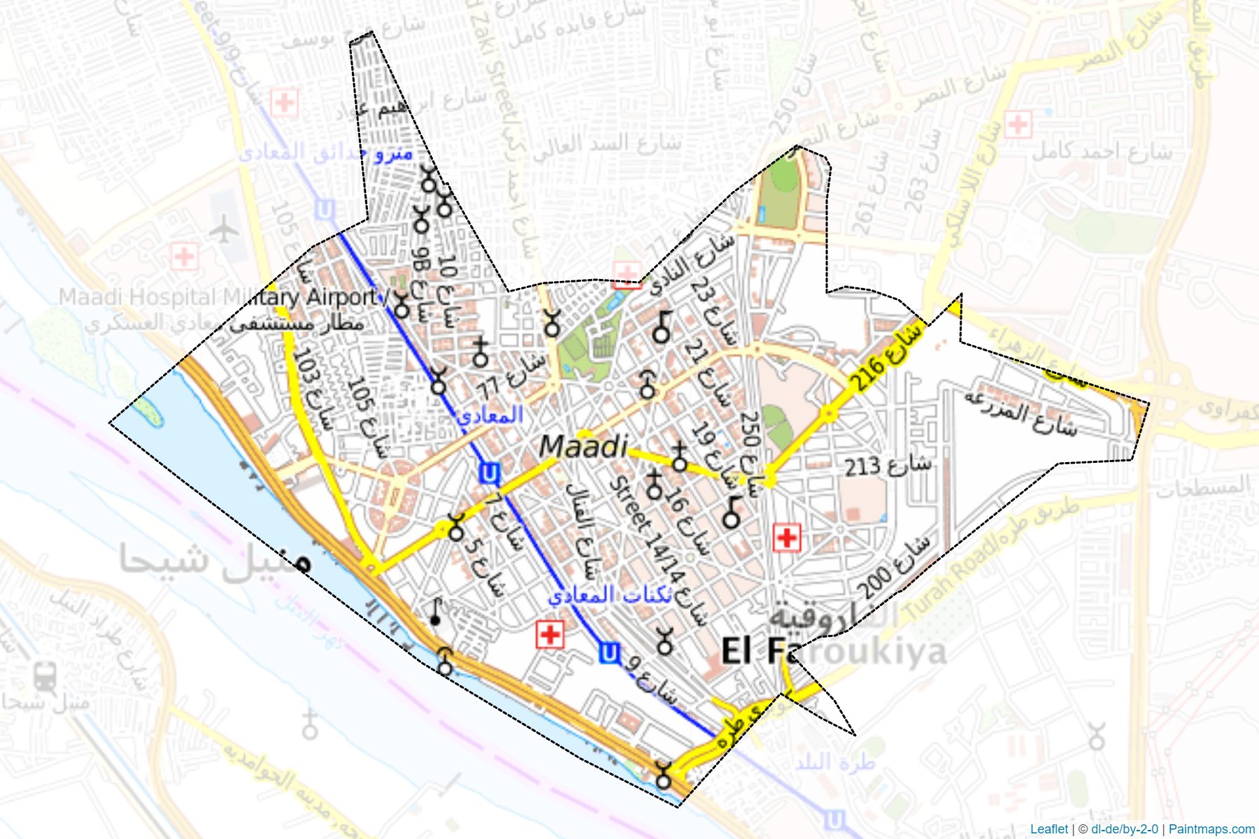 Muestras de recorte de mapas El-Maadi (Al Qahirah)-1