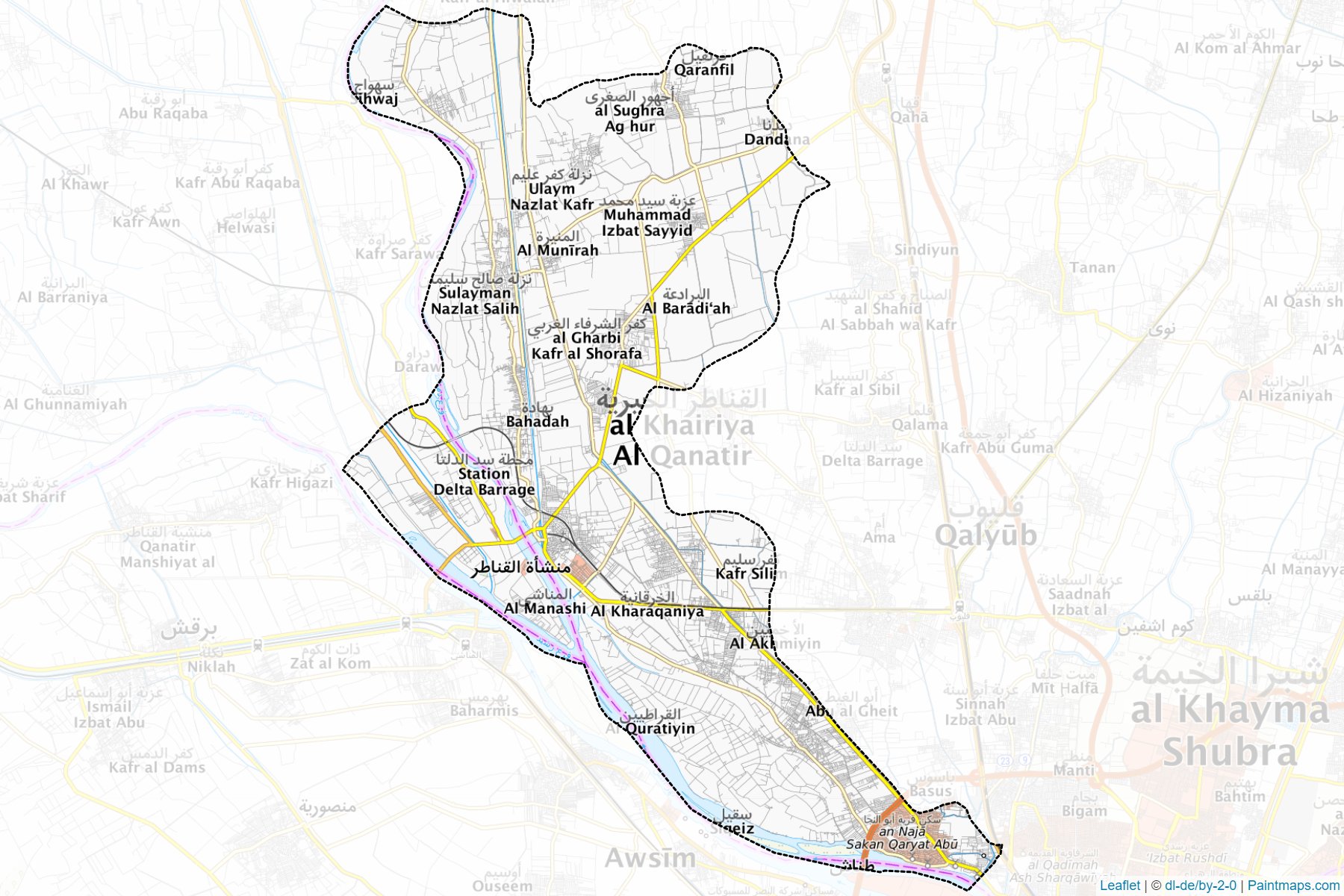 Muestras de recorte de mapas El-Qanater El-Khaireyah (Al Qalyubiyah)-1