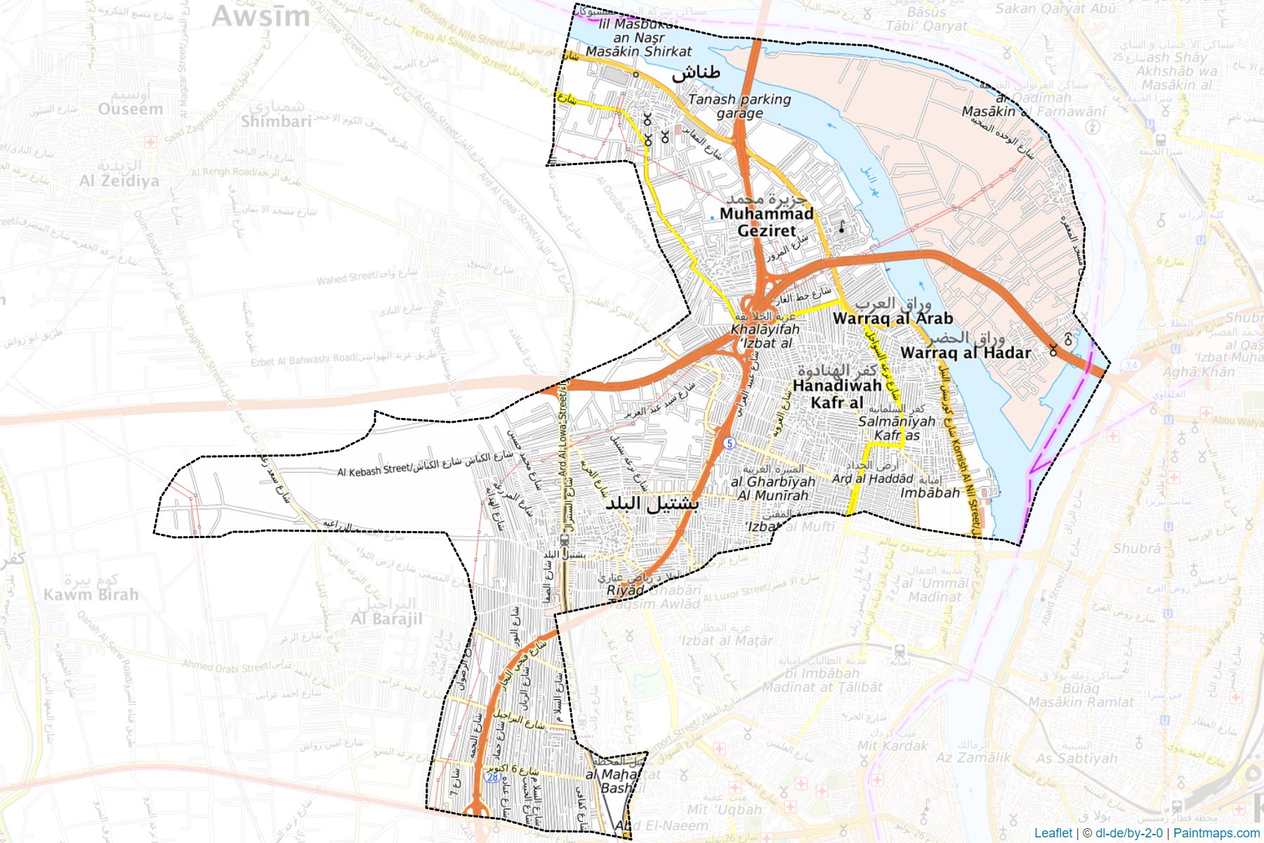 Muestras de recorte de mapas El-Warraq (Al Jizah)-1