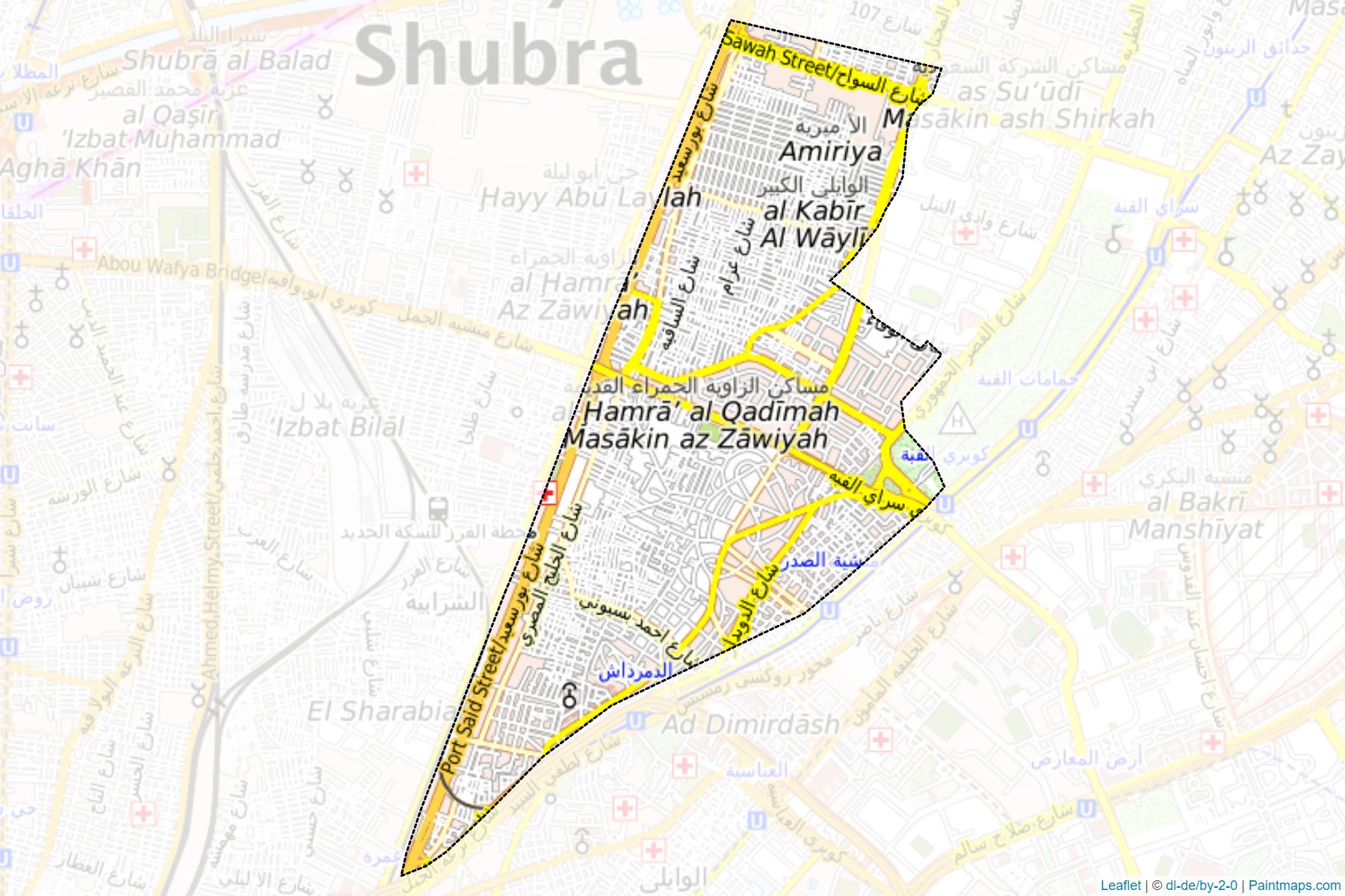 Muestras de recorte de mapas Hadayeq El-Qobbah (Al Qahirah)-1