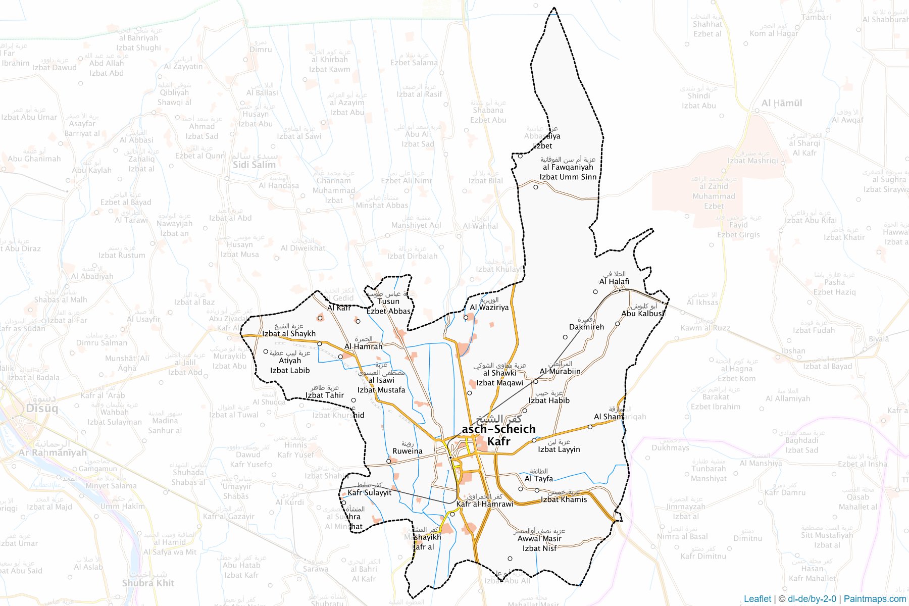 Muestras de recorte de mapas Kafr El-Sheikh (Kafr ash Shaykh)-1