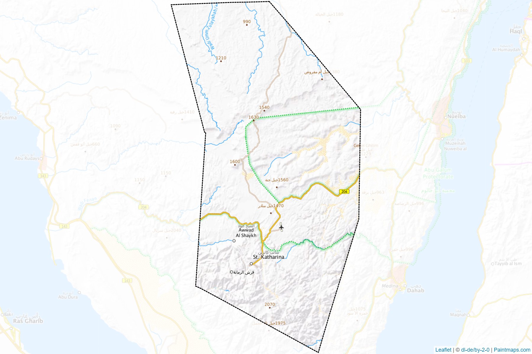 Muestras de recorte de mapas Saint Cathrine (Janub Sina')-1