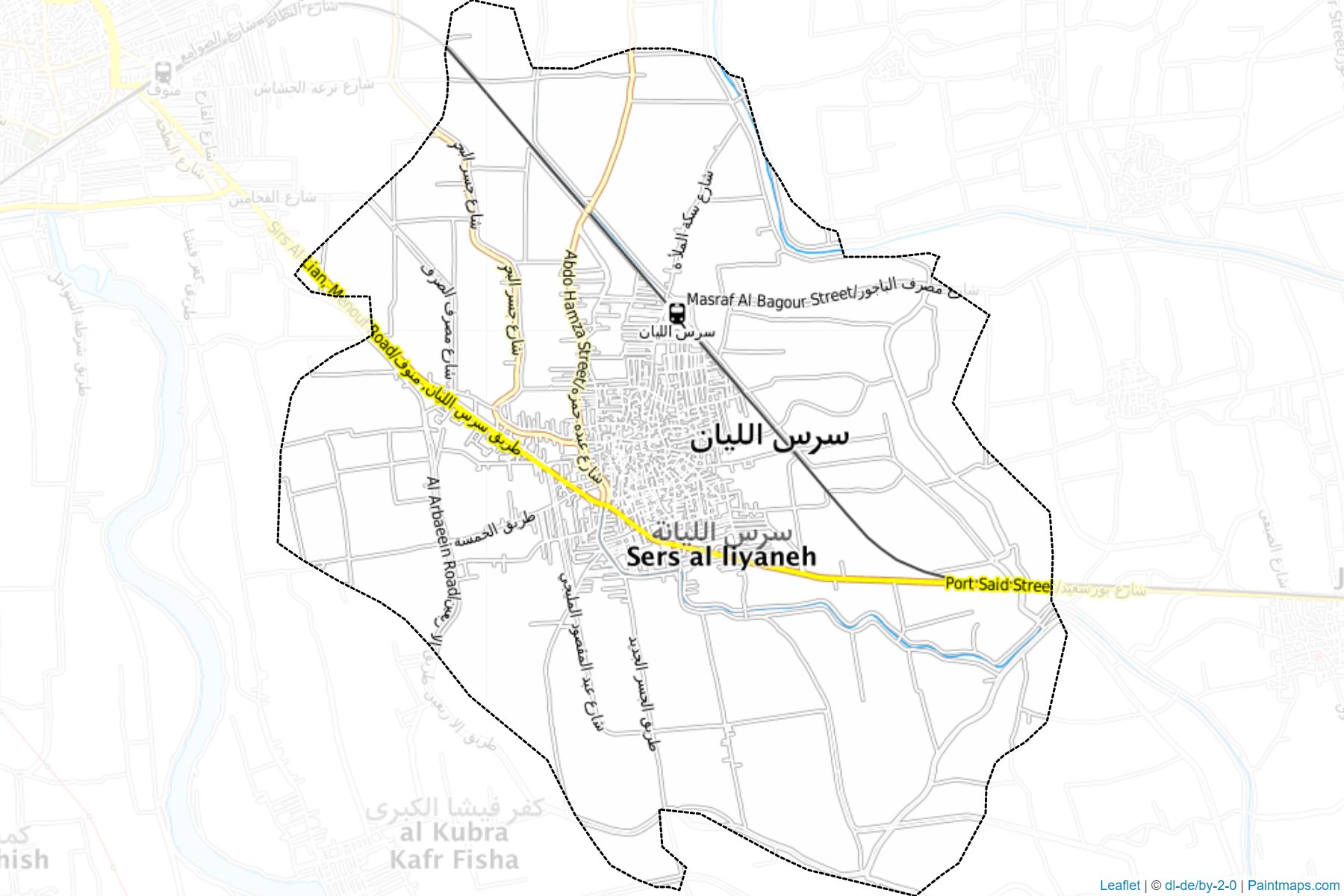 Muestras de recorte de mapas Sars El-Layanah (Al Minufiyah)-1