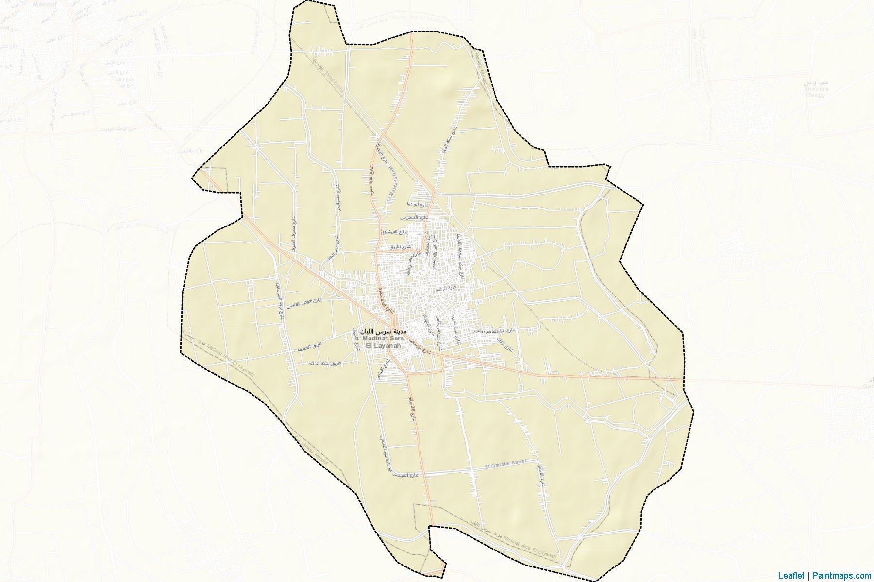 Muestras de recorte de mapas Sars El-Layanah (Al Minufiyah)-2