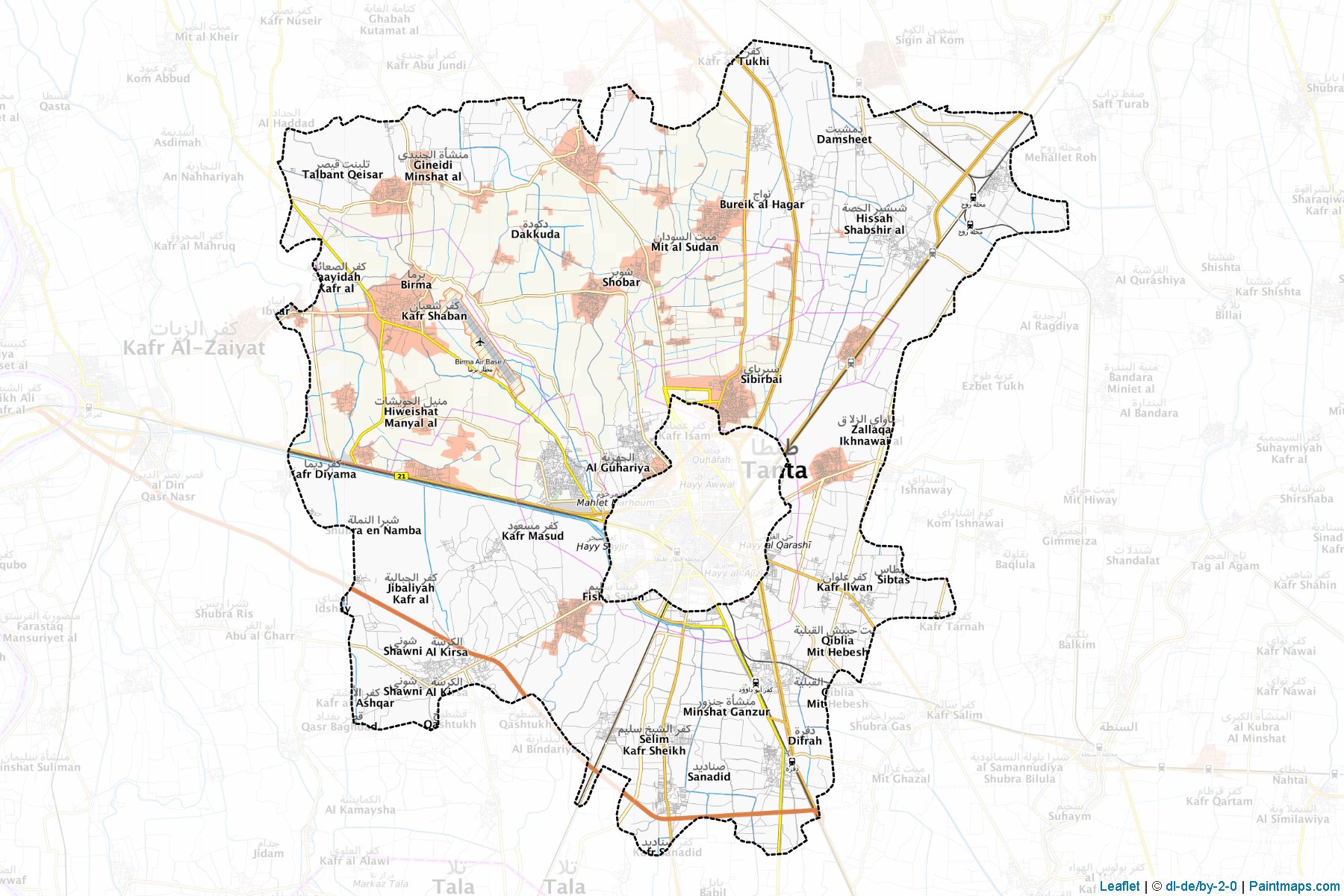 Muestras de recorte de mapas Tanta (Al Gharbiyah)-1