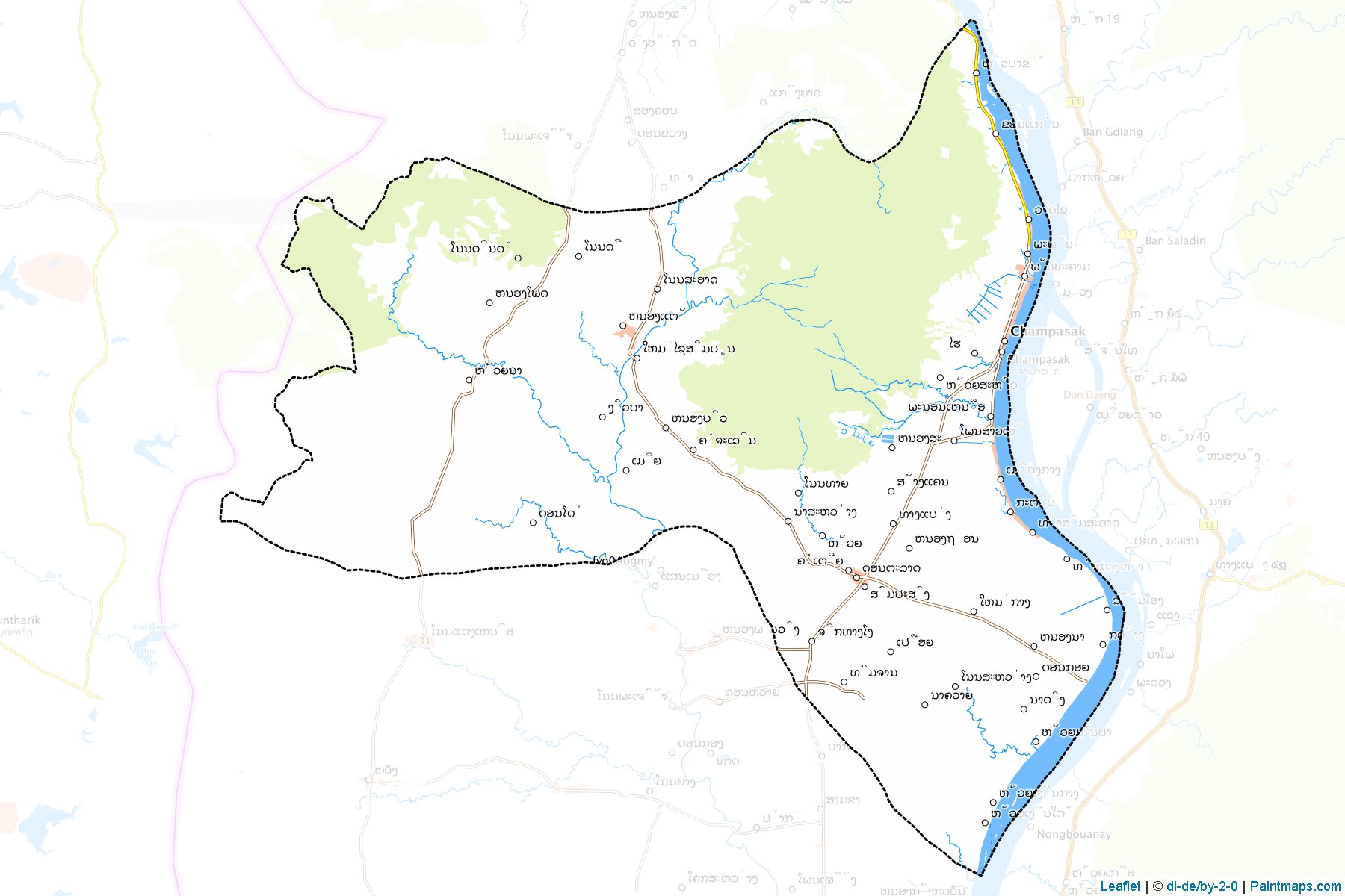 Muestras de recorte de mapas Champasak (Champasak)-1