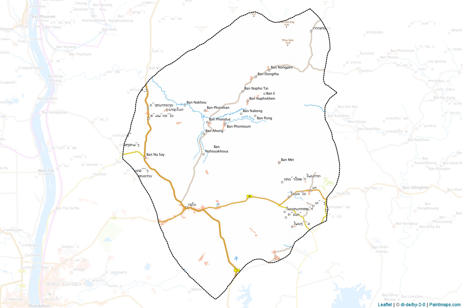 Muestras de recorte de mapas Outhoumphon (Savannakhét)-1