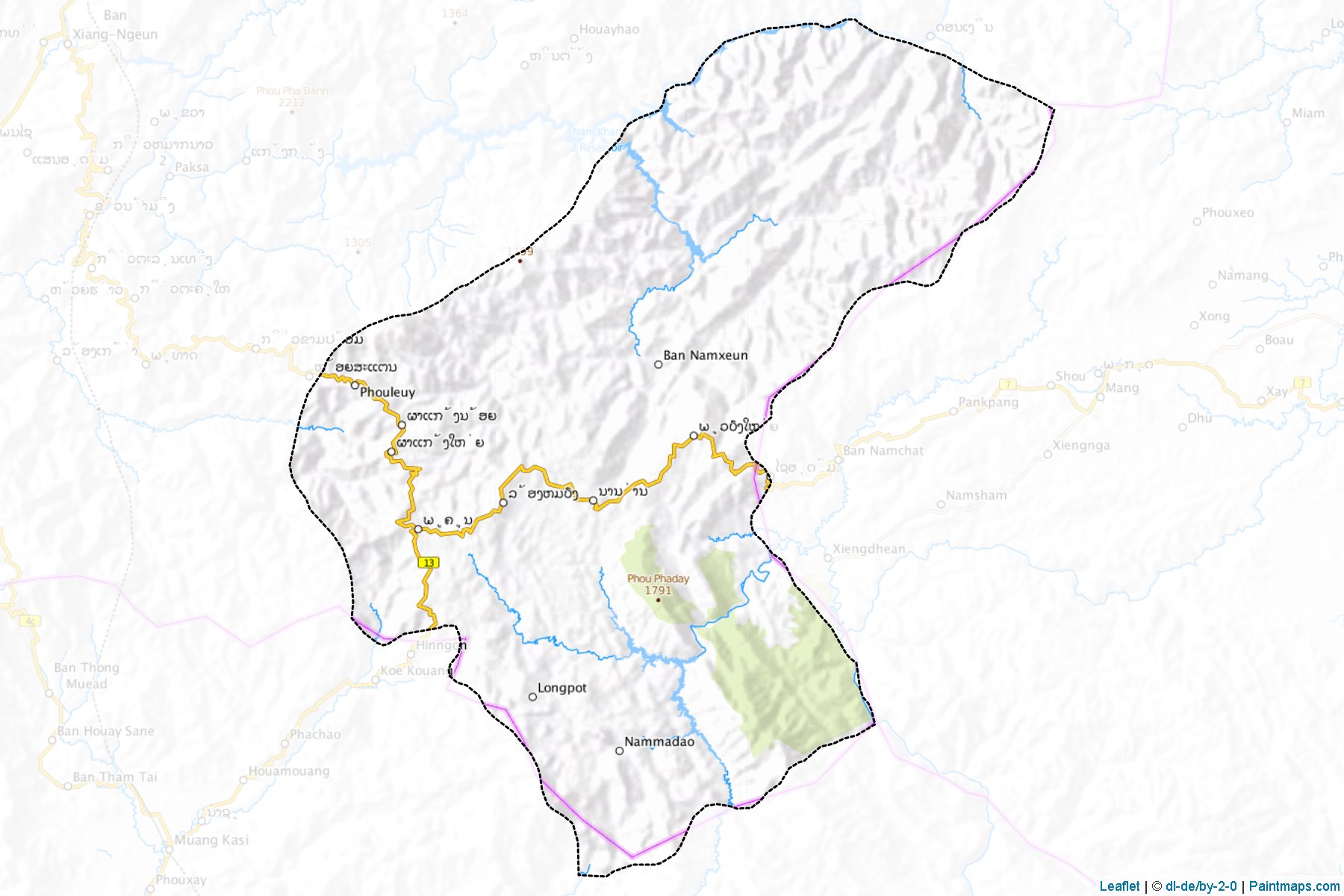 Muestras de recorte de mapas Phoukhoun (Luangphrabang)-1