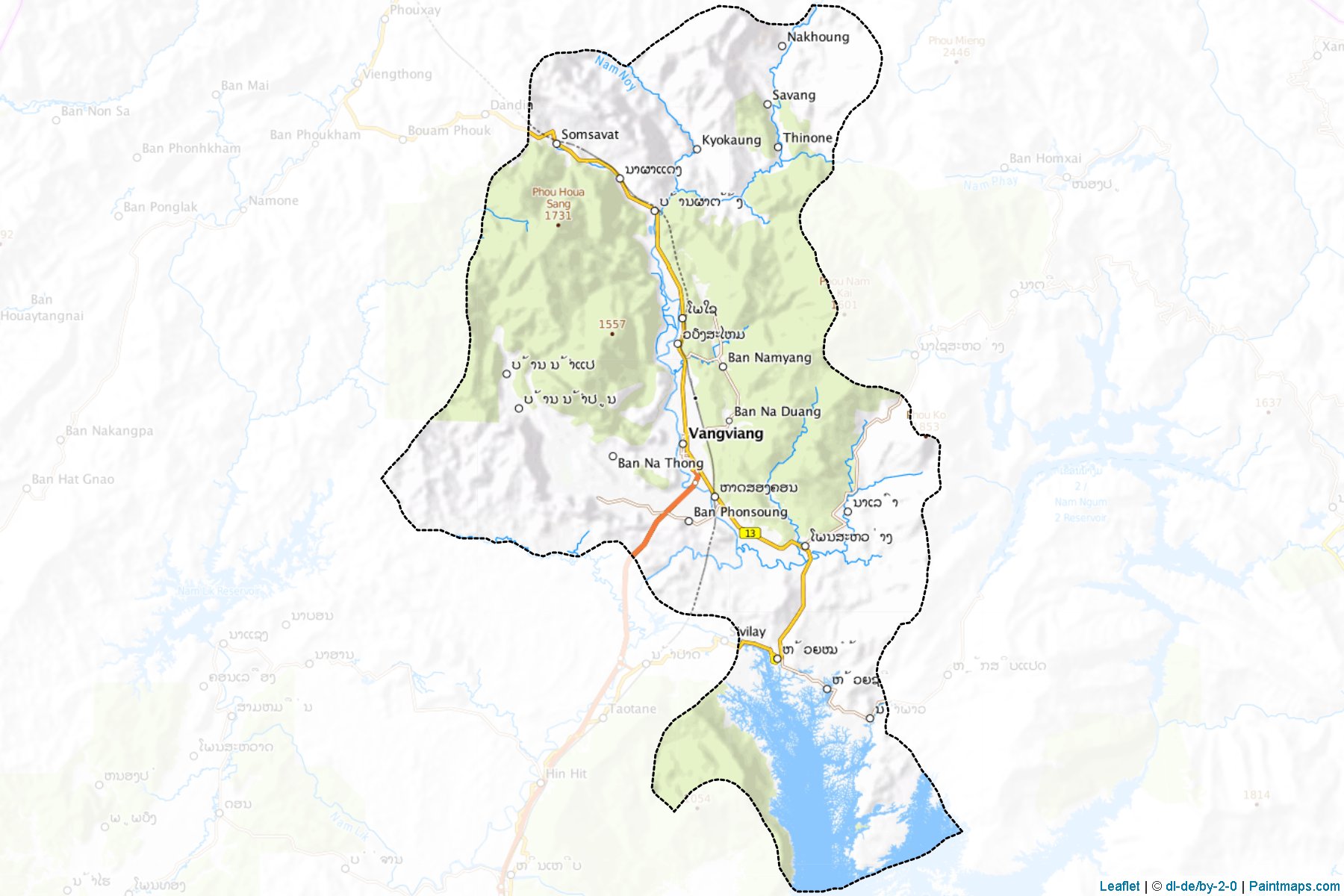 Muestras de recorte de mapas Vangvieng (Vientiane)-1