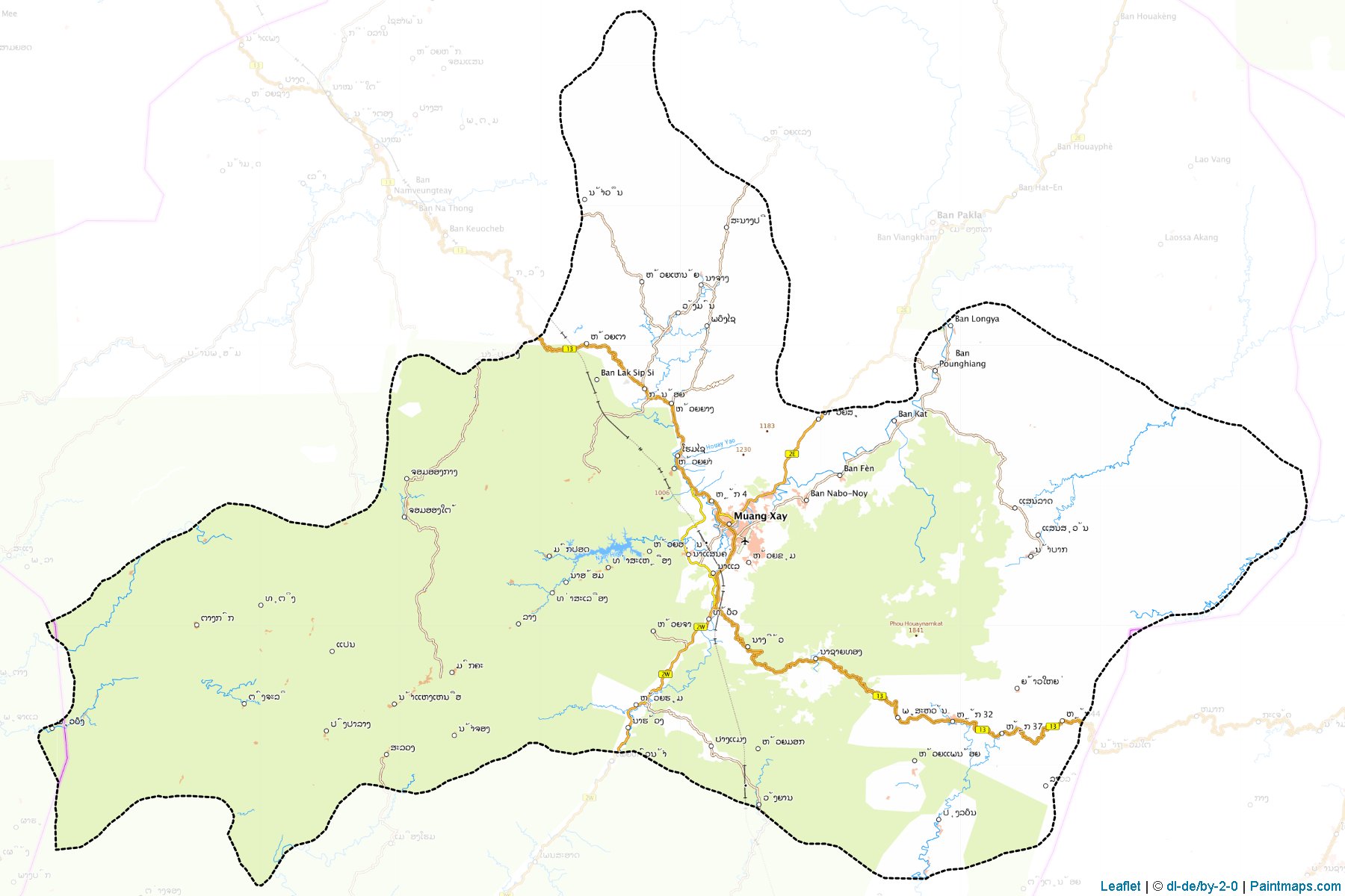 Muestras de recorte de mapas Xai (Oudômxai)-1