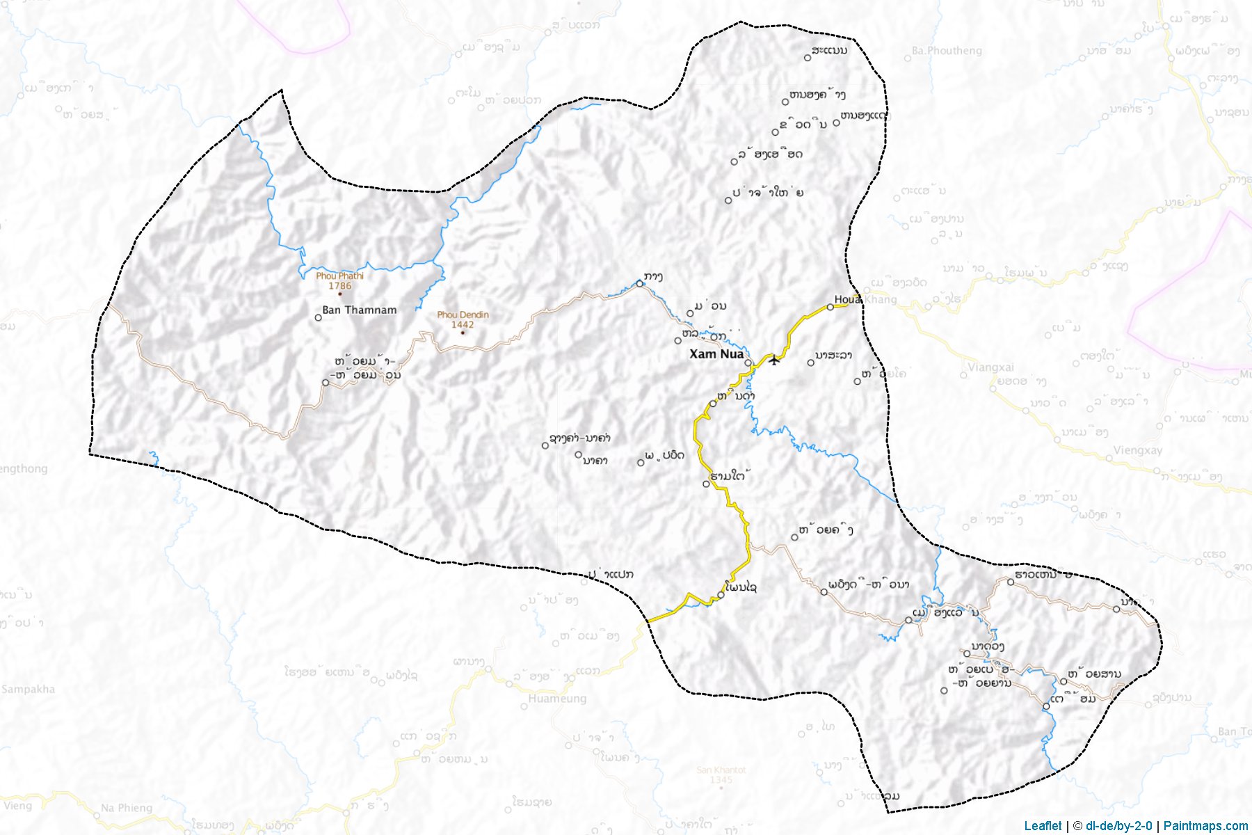 Muestras de recorte de mapas Xam-Nua (Houaphan)-1