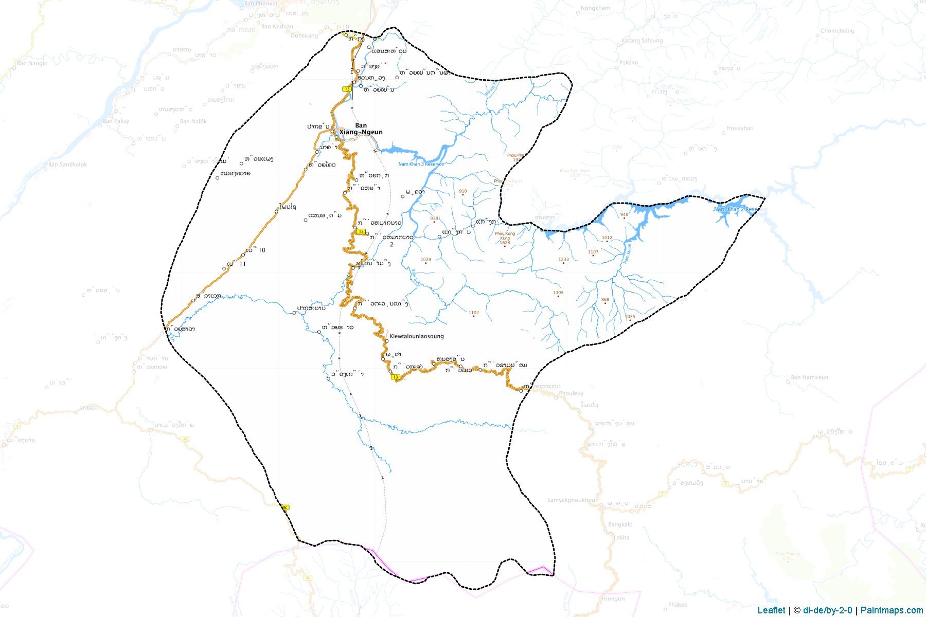 Muestras de recorte de mapas Xiang-Ngeun (Luangphrabang)-1