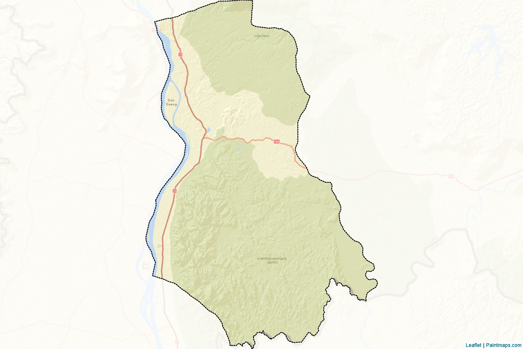 Muestras de recorte de mapas Pathoumphon (Champasak)-2