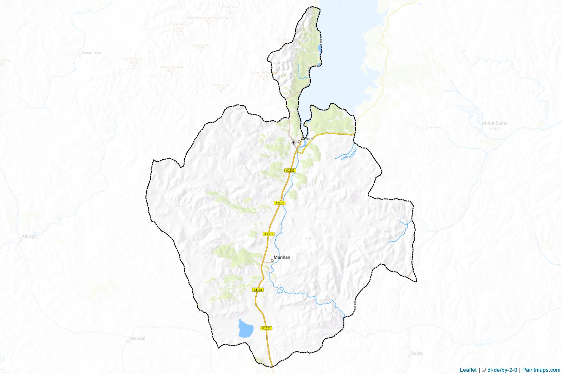 Muestras de recorte de mapas Alag-Erdene (Hövsgöl)-1