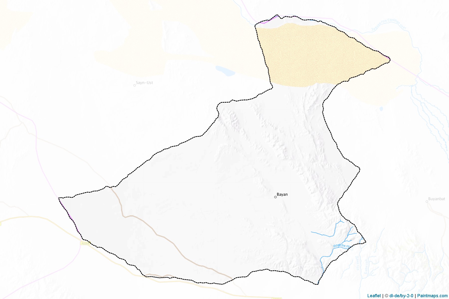 Muestras de recorte de mapas Bayan-Uul (Govi-Altay)-1