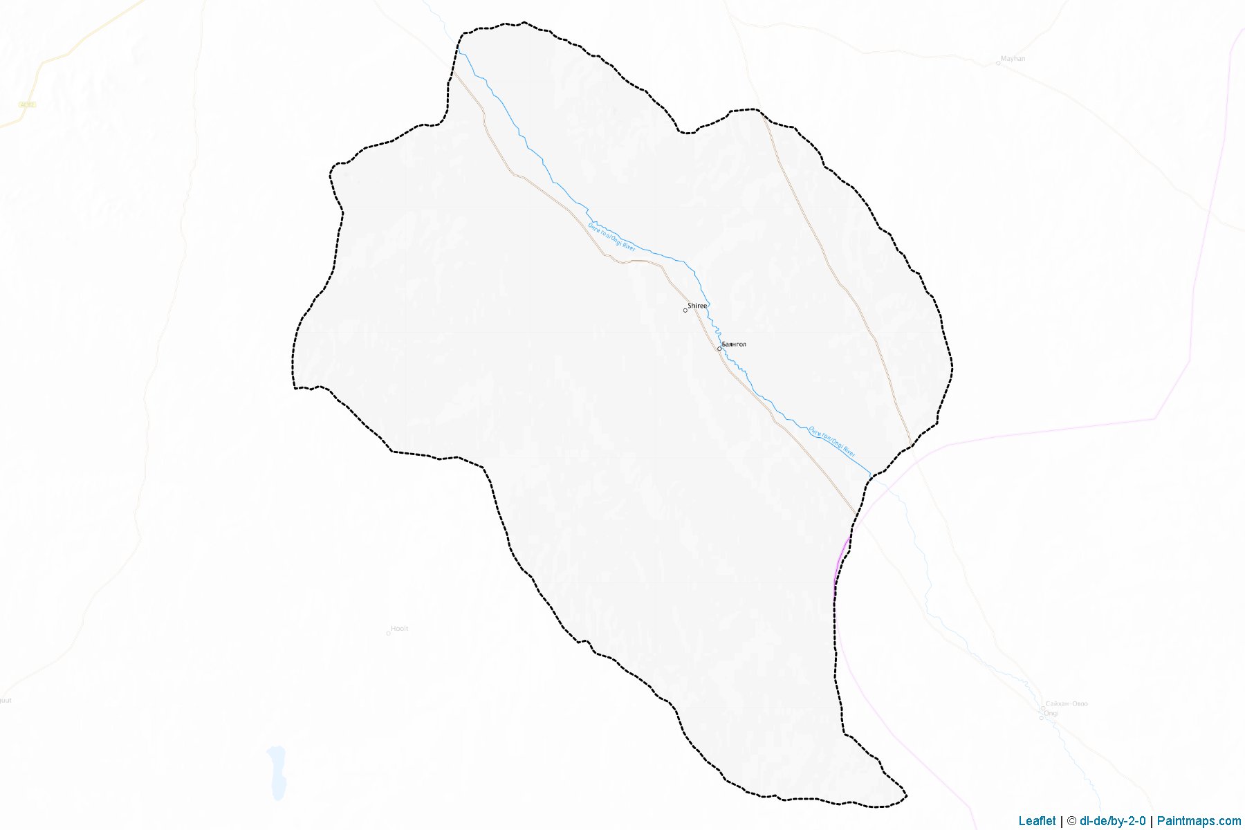 Muestras de recorte de mapas Bayangol (Övörhangay)-1