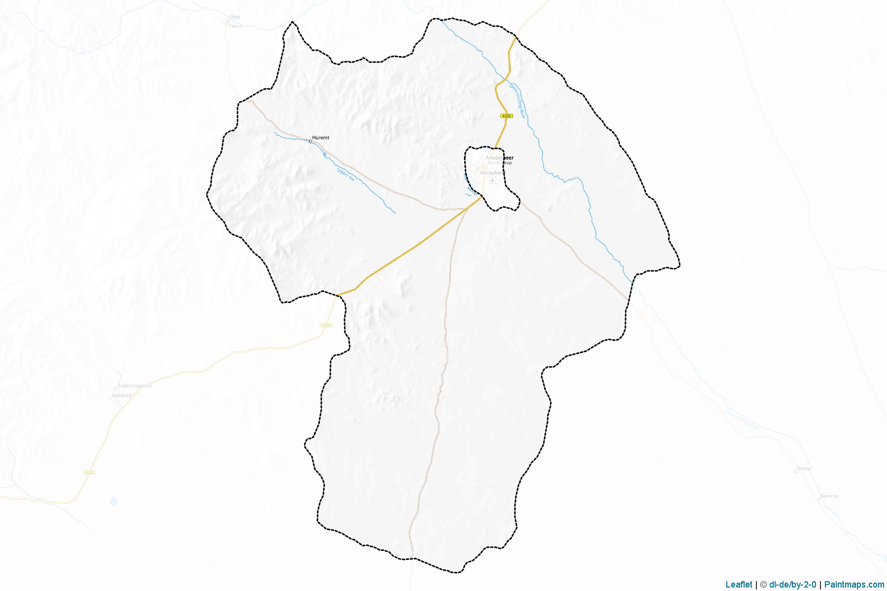 Muestras de recorte de mapas Taragt (Övörhangay)-1