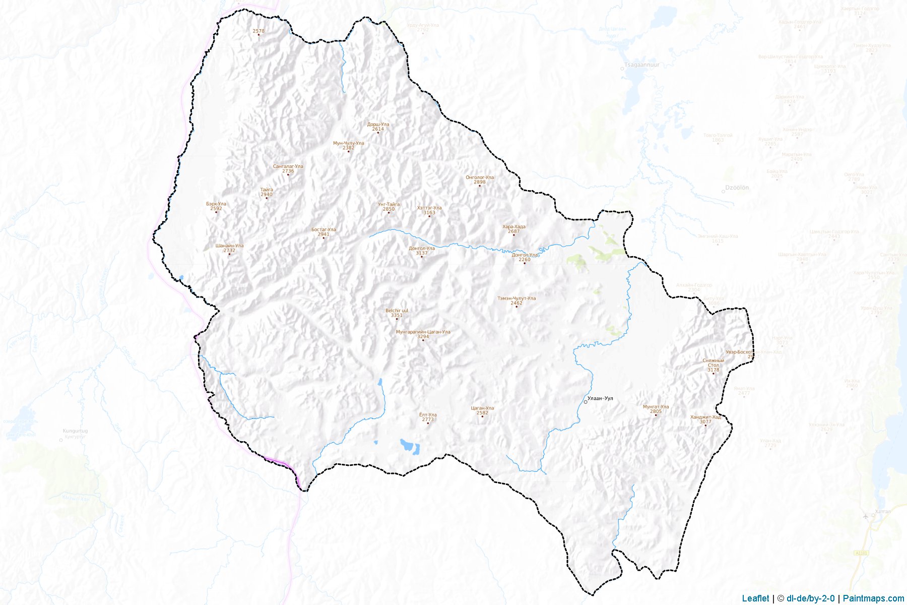 Muestras de recorte de mapas Ulaan uul (Hövsgöl)-1