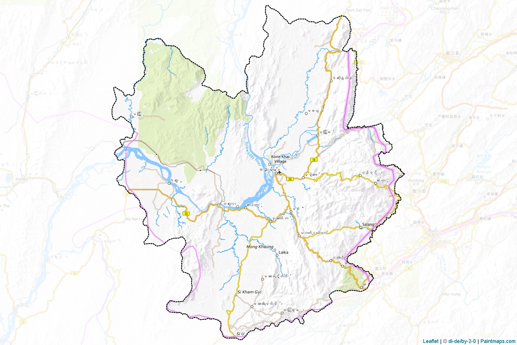 Bhamo (Kachin Eyaleti) Haritası Örnekleri-1