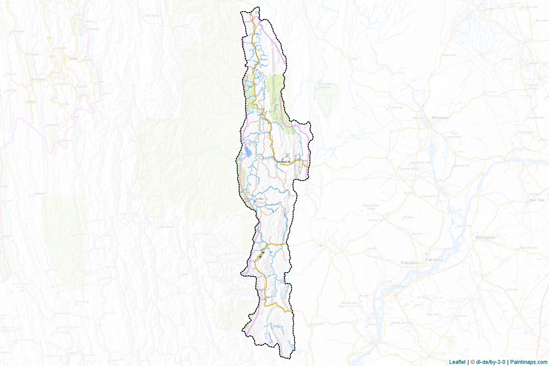 Muestras de recorte de mapas Gangaw (Magway)-1