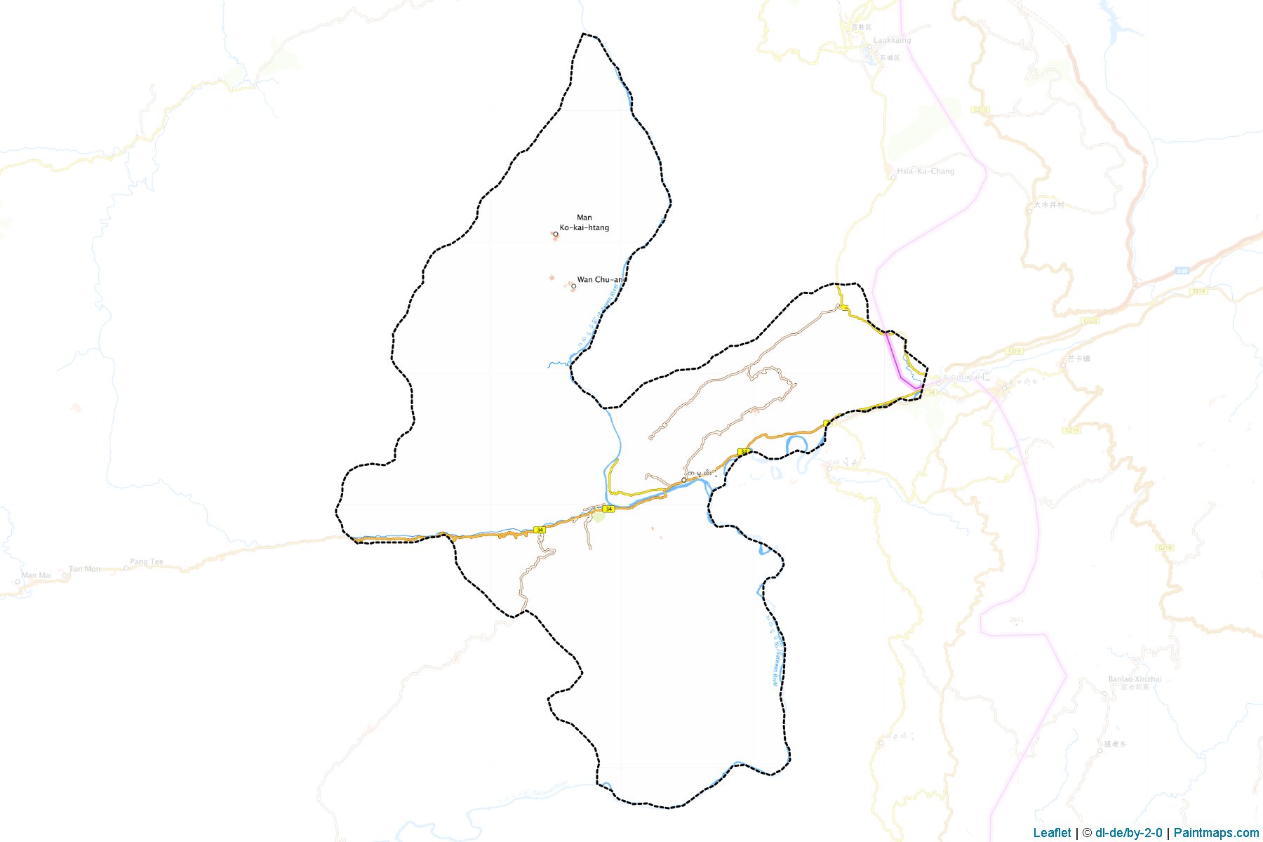 Muestras de recorte de mapas Kunlong (Shan)-1