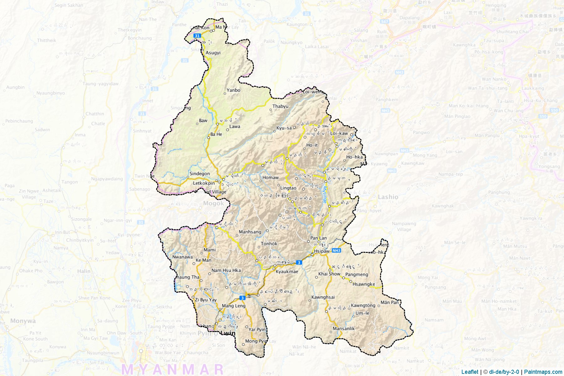 Kyaukme (Shan State) Haritası Örnekleri-1