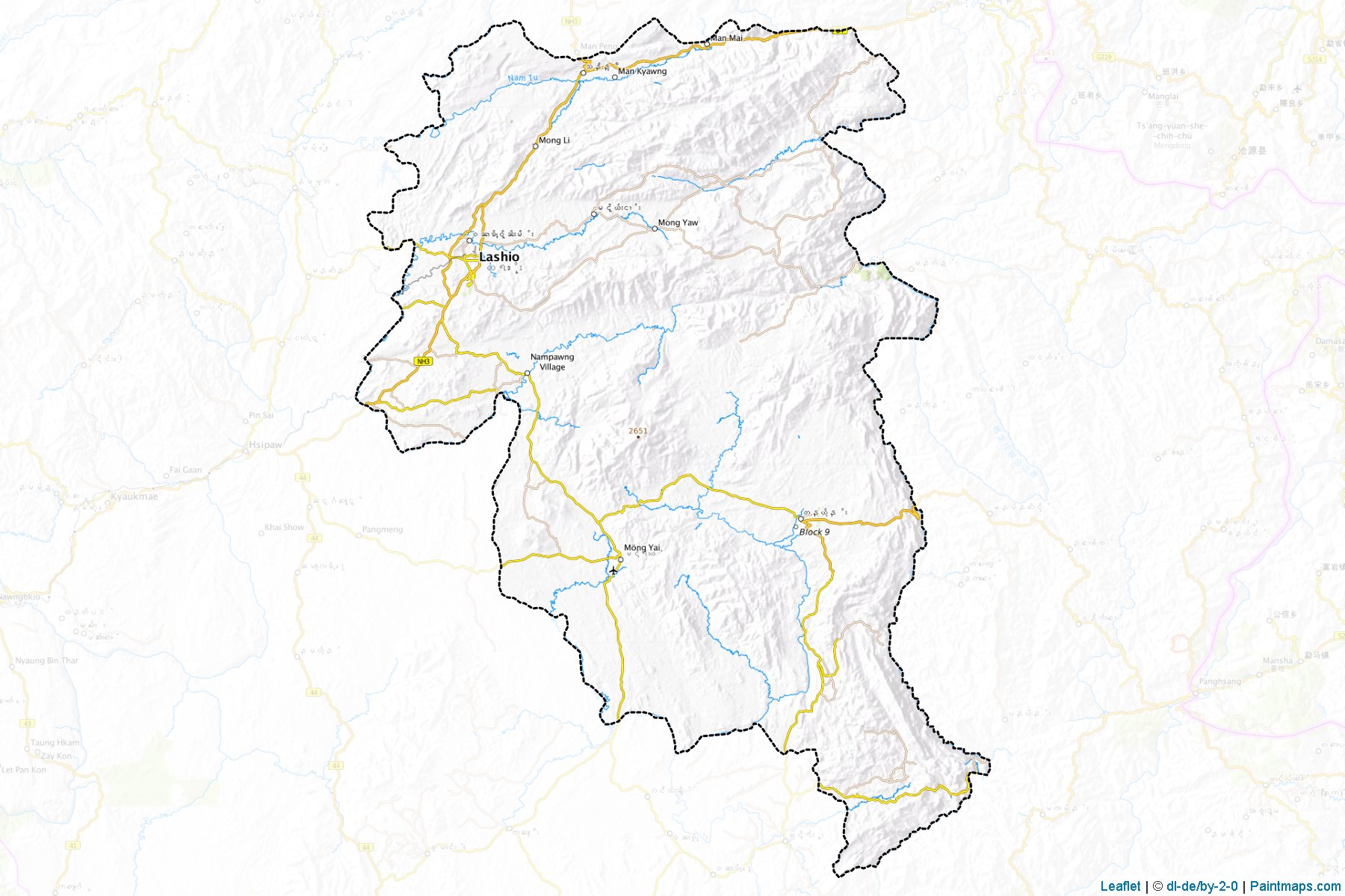 Muestras de recorte de mapas Lashio (Shan)-1