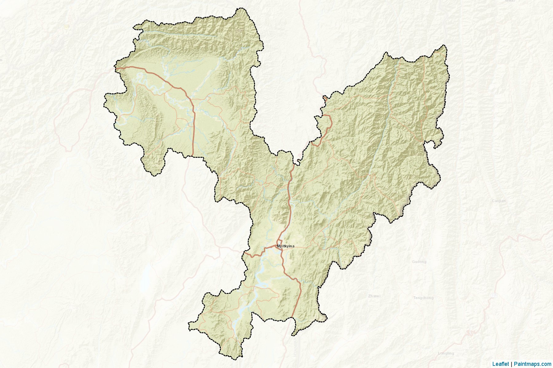 Muestras de recorte de mapas Myitkyina (Kachin)-2