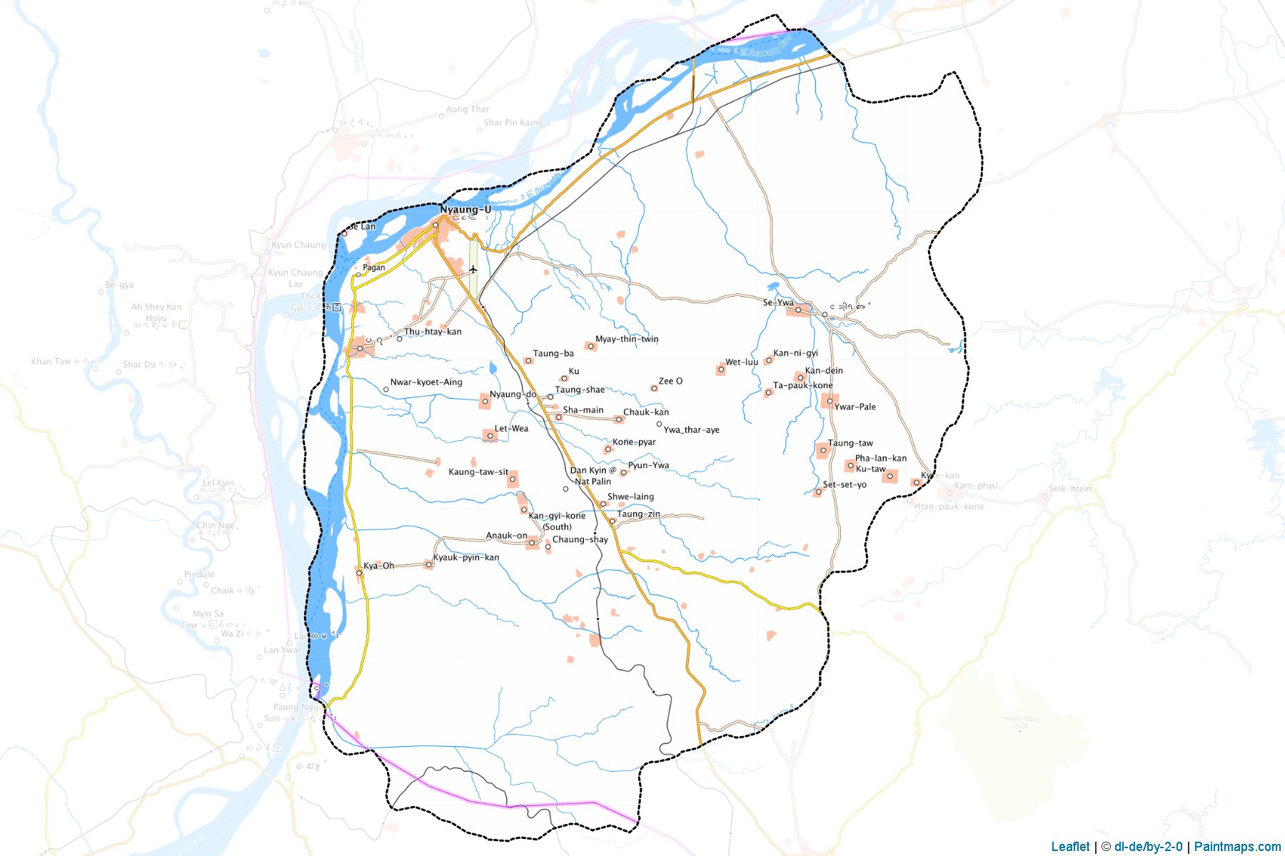 Nyaung-U (Mandalay Bölgesi) Haritası Örnekleri-1