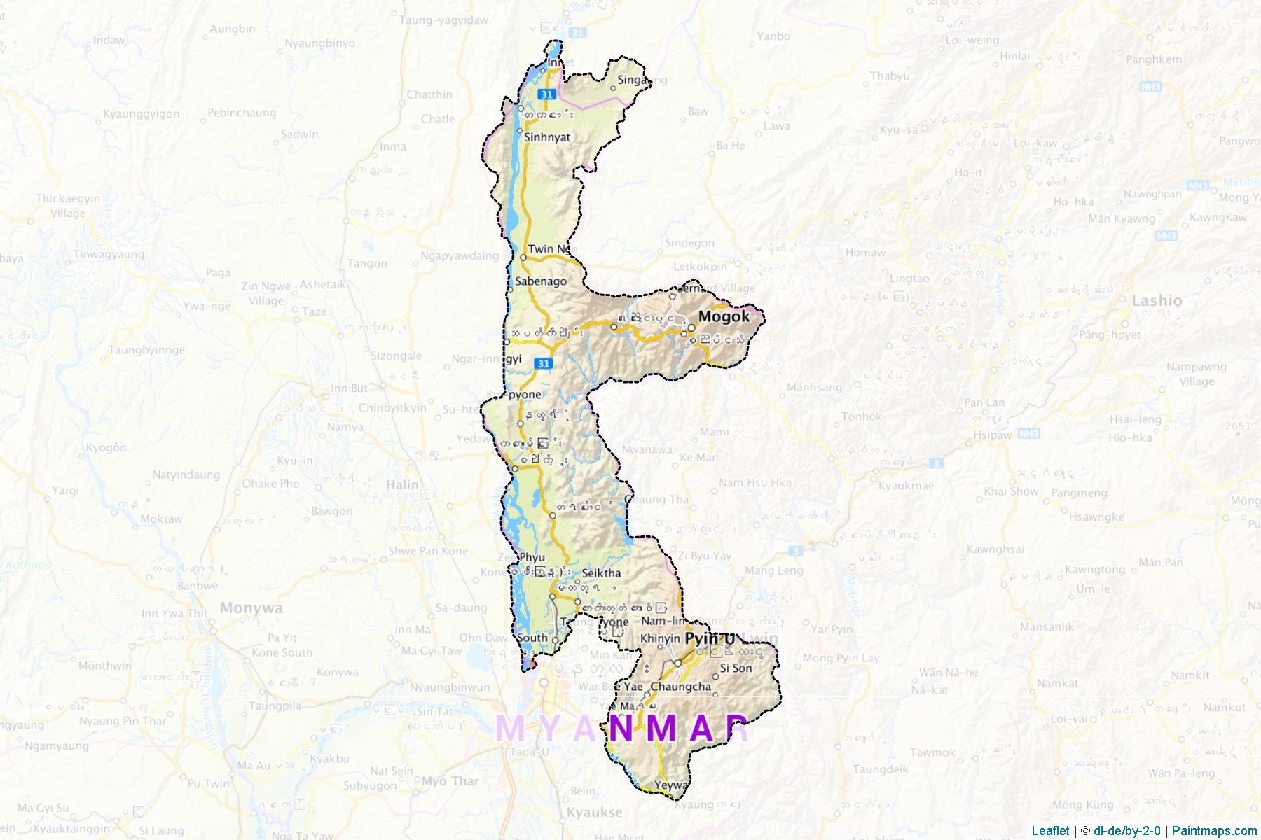 Pyinoolwin (Mandalay Bölgesi) Haritası Örnekleri-1