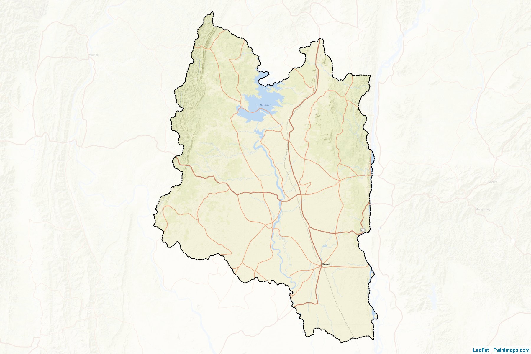 Muestras de recorte de mapas Shwebo (Sagaing)-2