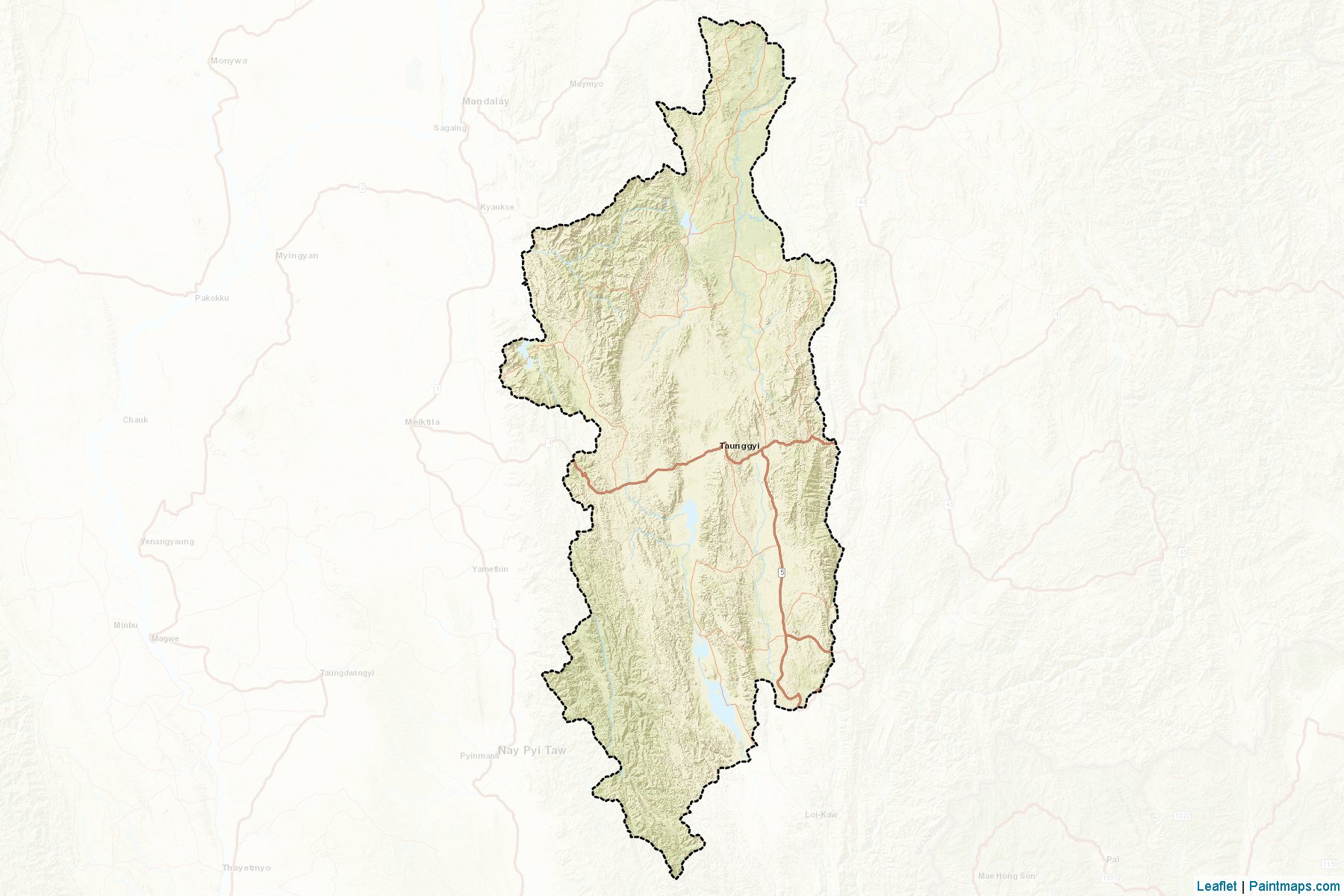 Muestras de recorte de mapas Taunggyi (Shan)-2