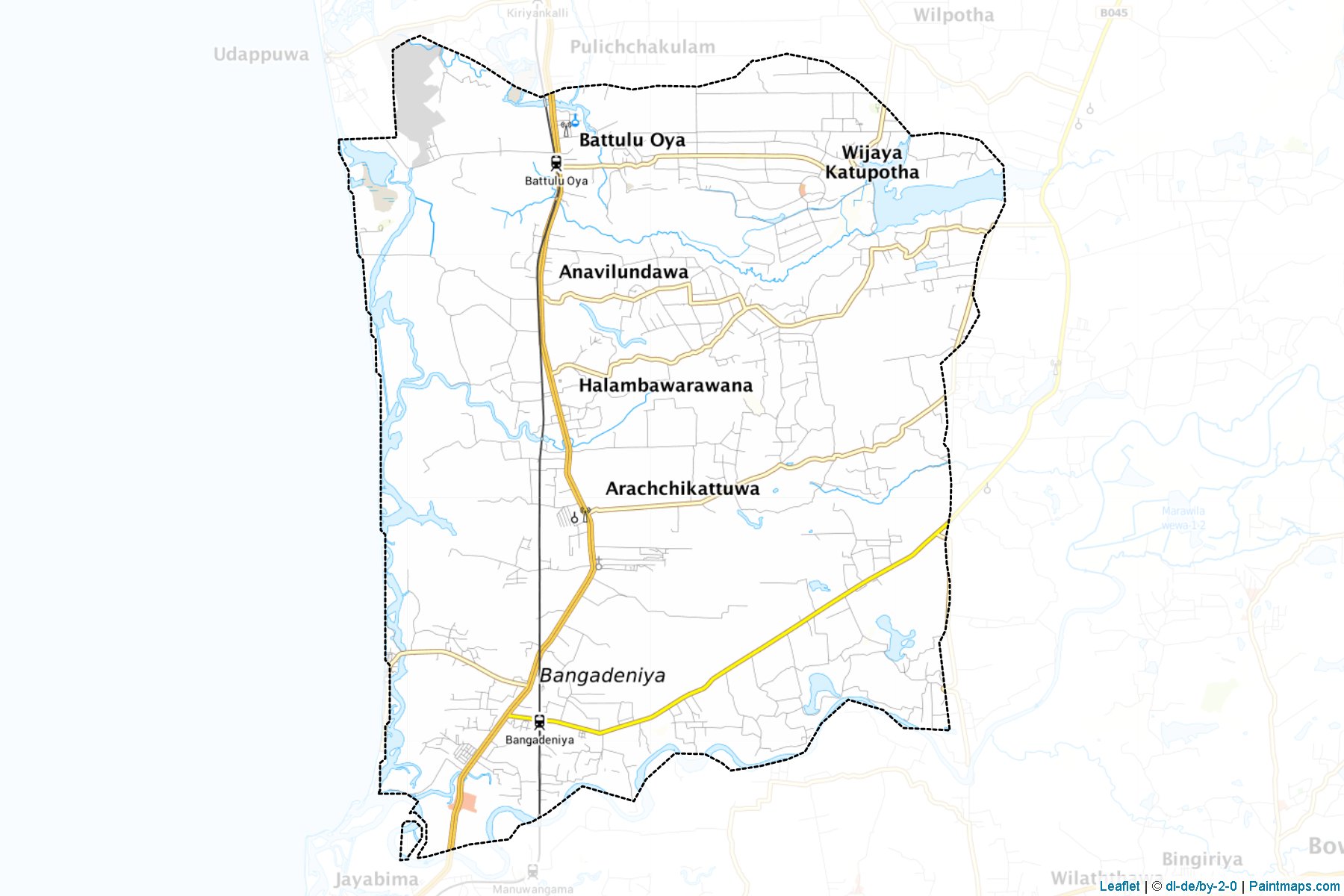 Muestras de recorte de mapas Arachchikattuwa (Puttalama)-1