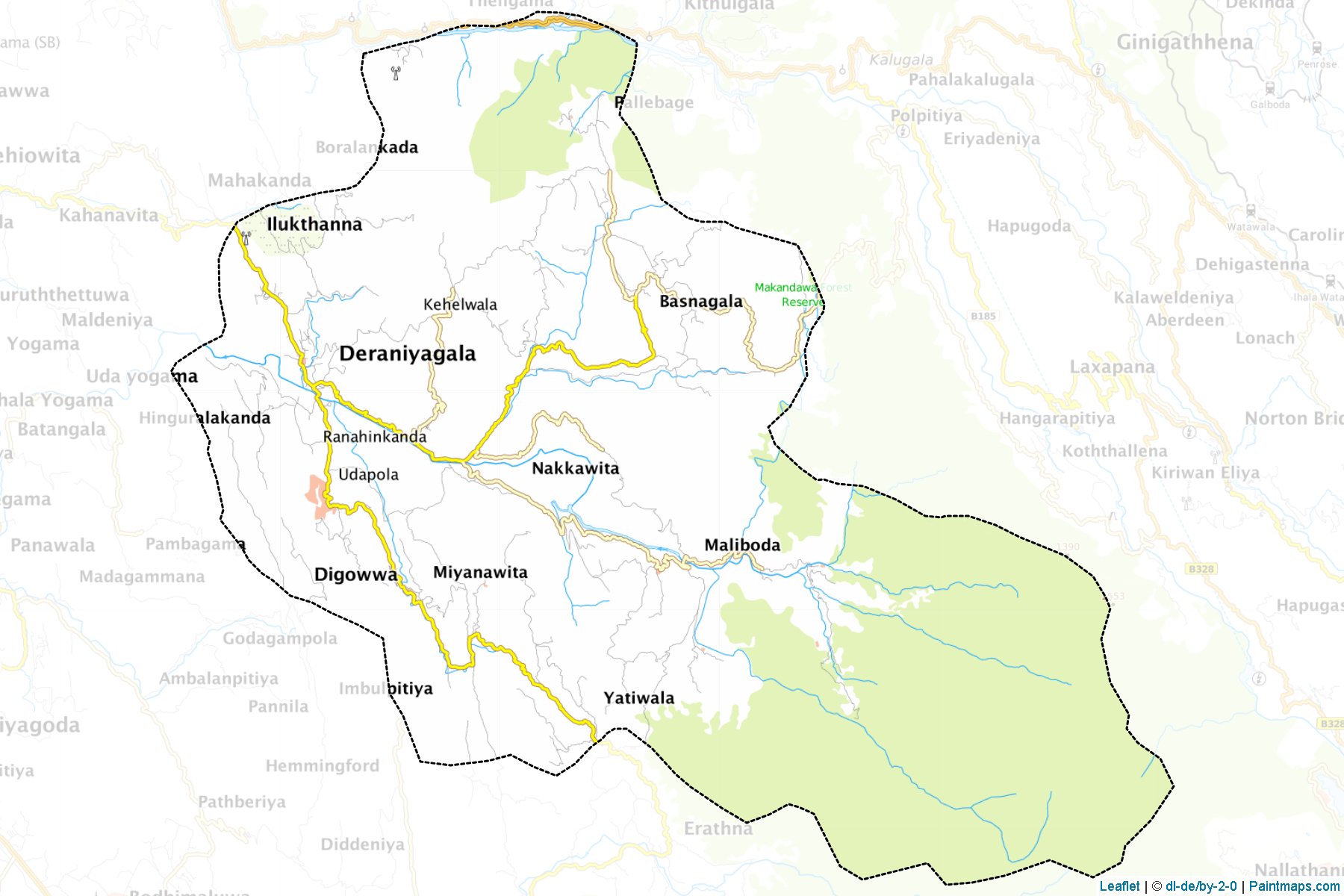 Muestras de recorte de mapas Deraniyagala (Kægalla)-1