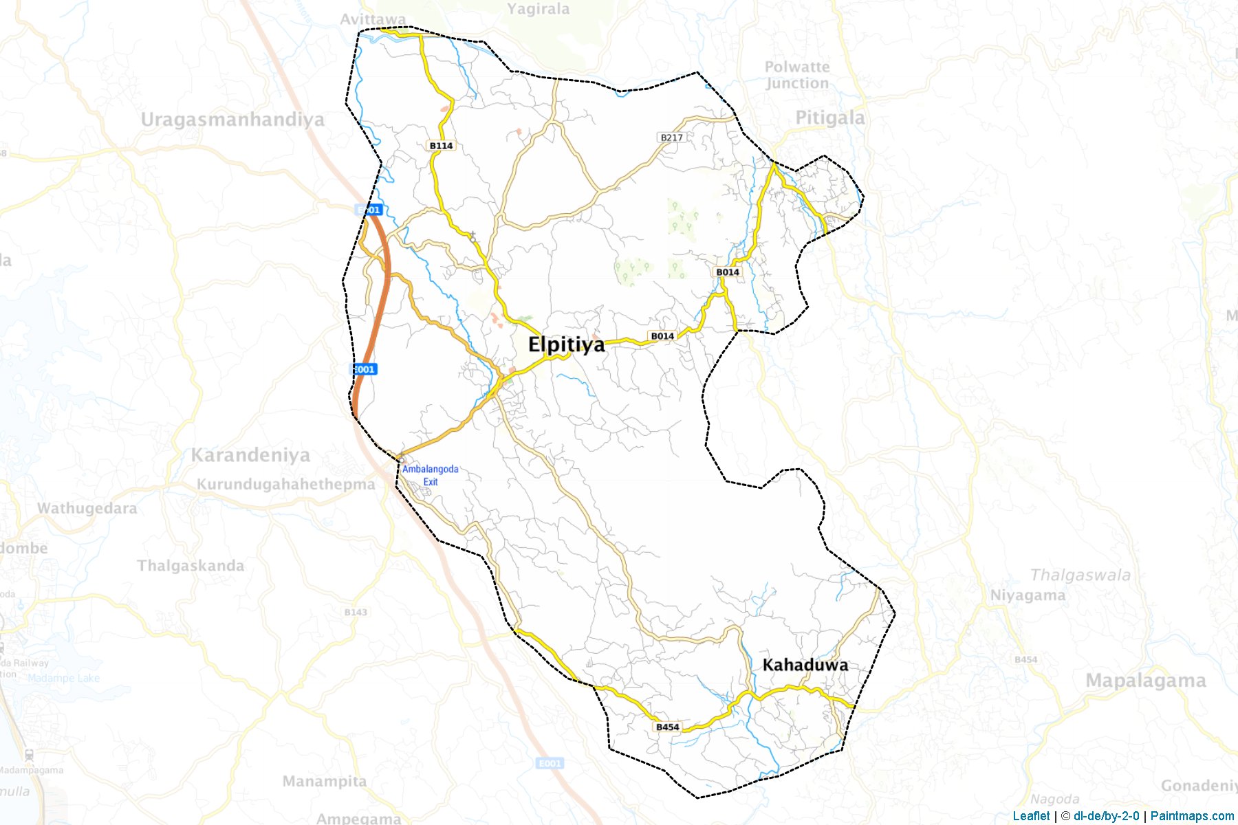 Muestras de recorte de mapas Elpitiya (Gālla)-1