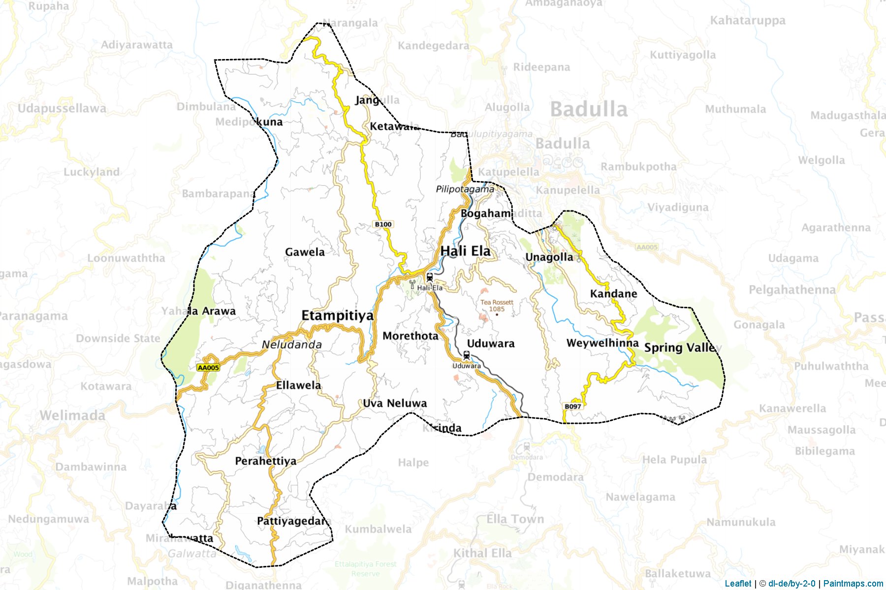 Muestras de recorte de mapas Hali-Ela (Badulla)-1