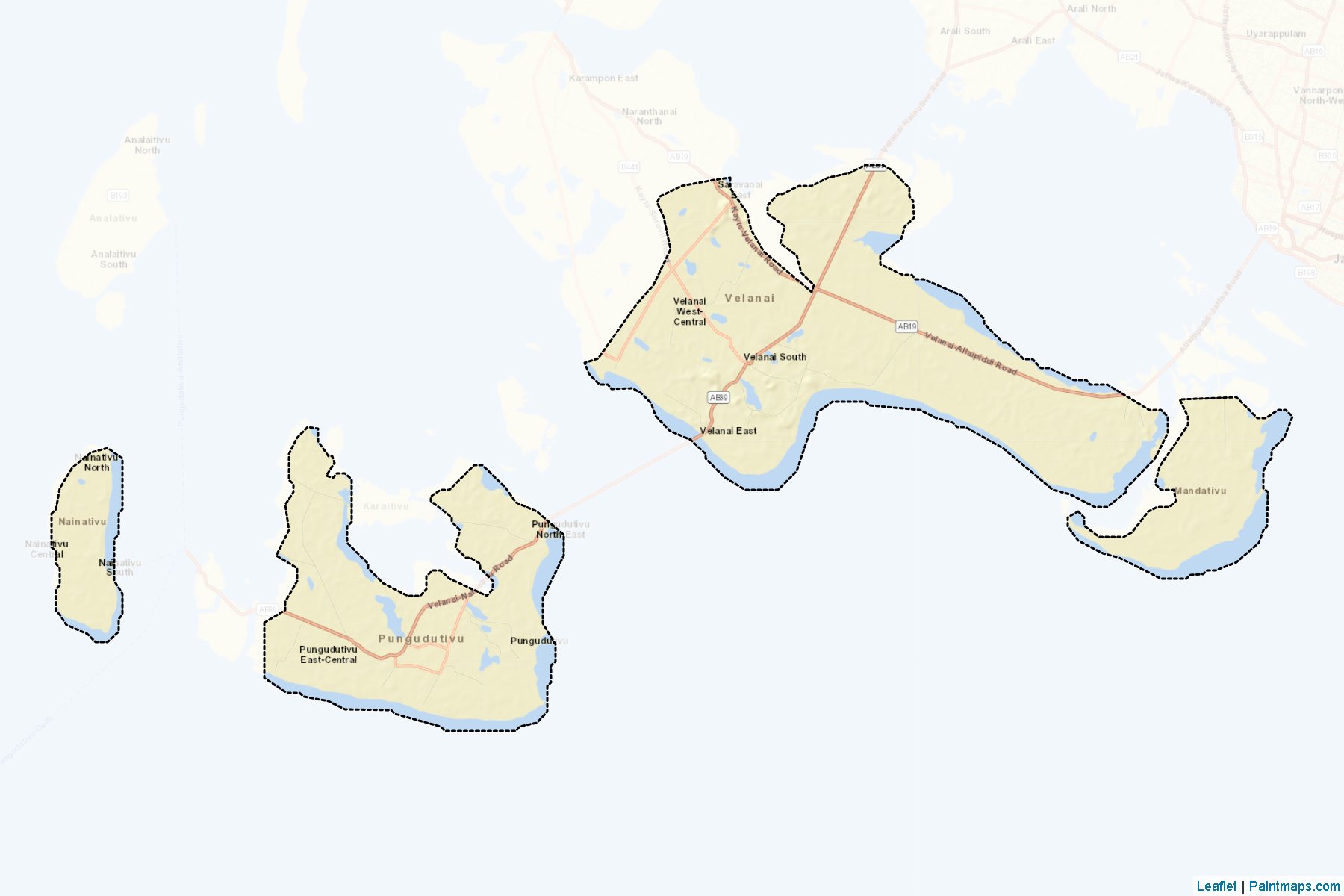 Muestras de recorte de mapas Island South (Velanai) (Yāpanaya)-2