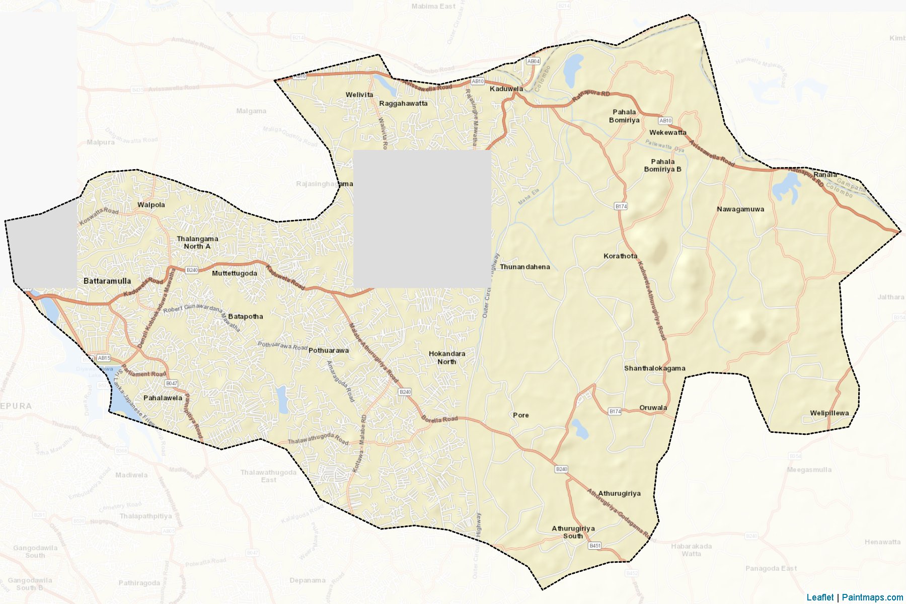 Muestras de recorte de mapas Kaduwela (Kŏḷamba)-2