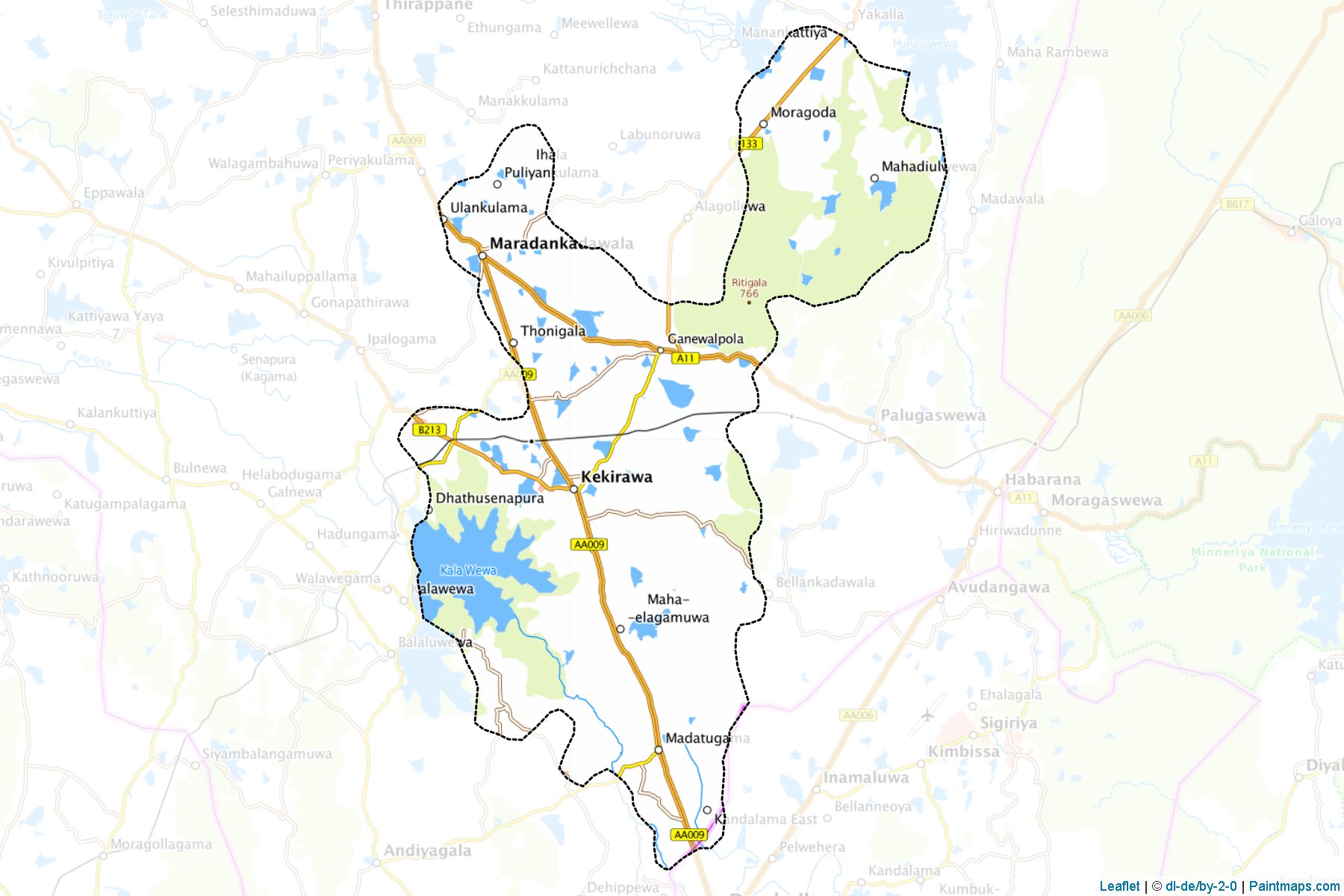 Muestras de recorte de mapas Kekirawa (Anurādhapura)-1