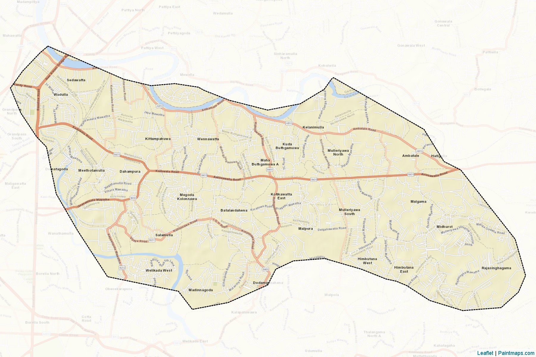 Muestras de recorte de mapas Kolonnawa (Kŏḷamba)-2