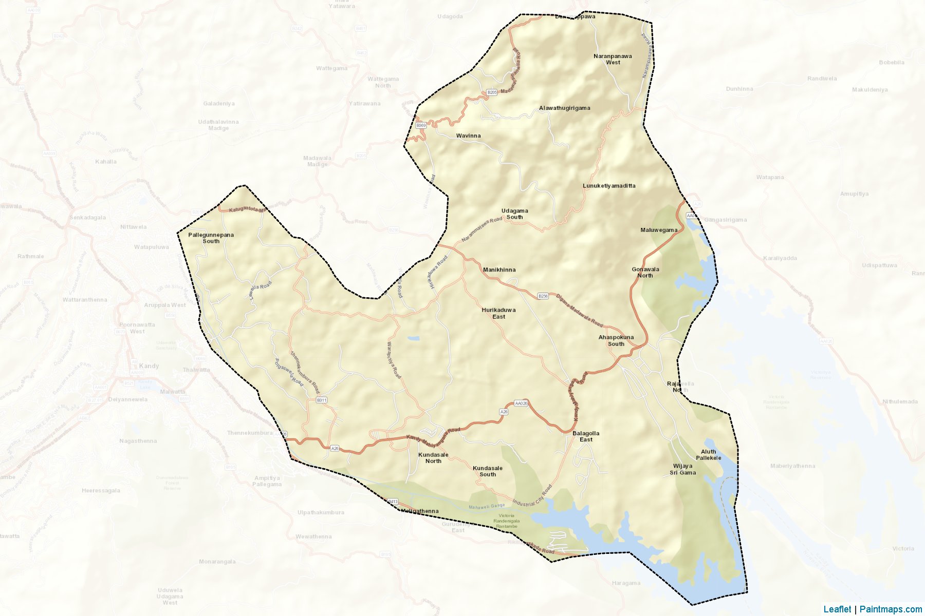 Muestras de recorte de mapas Kundasale (Mahanuvara)-2