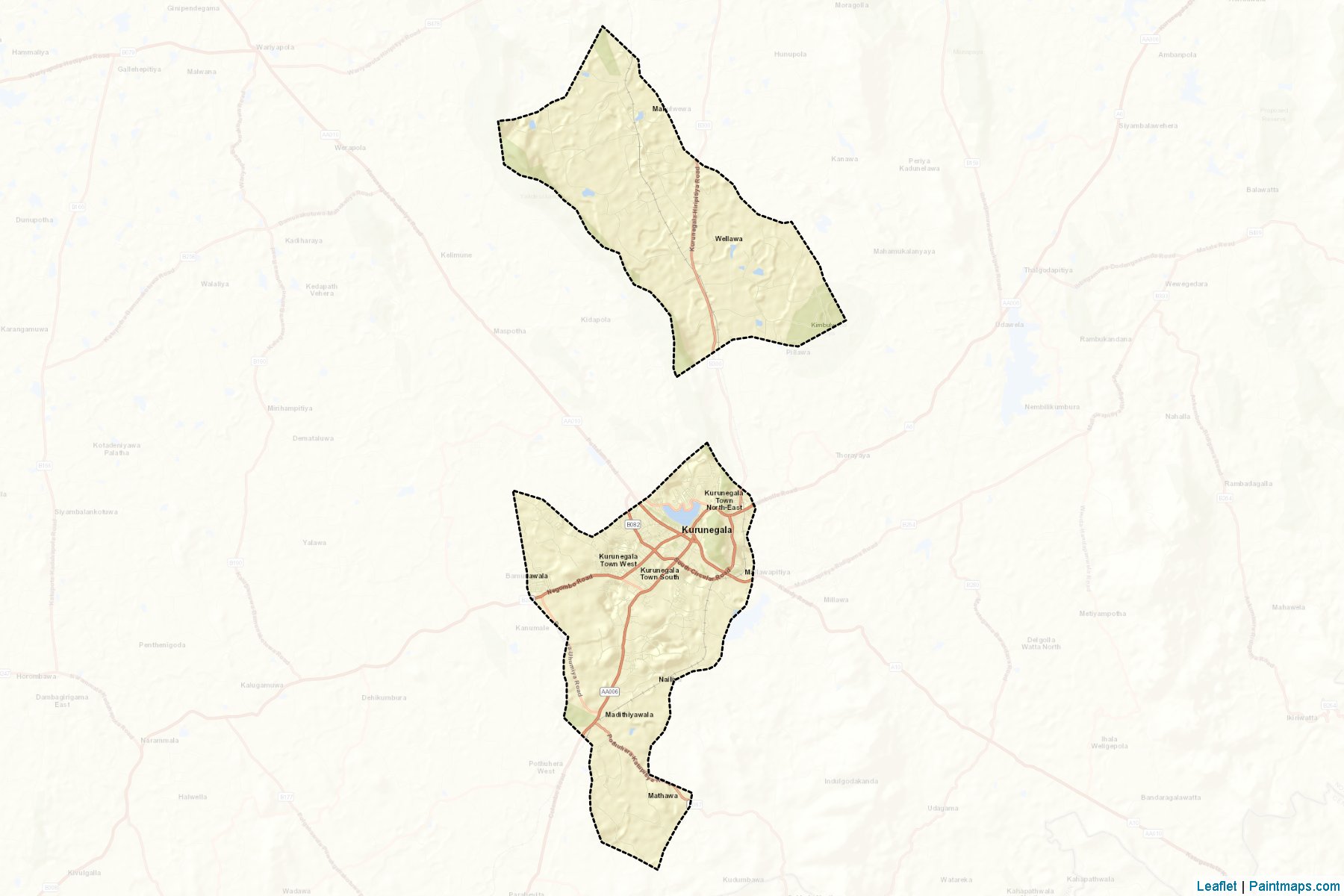 Kurunegala District (Kurunegala District) Haritası Örnekleri-2