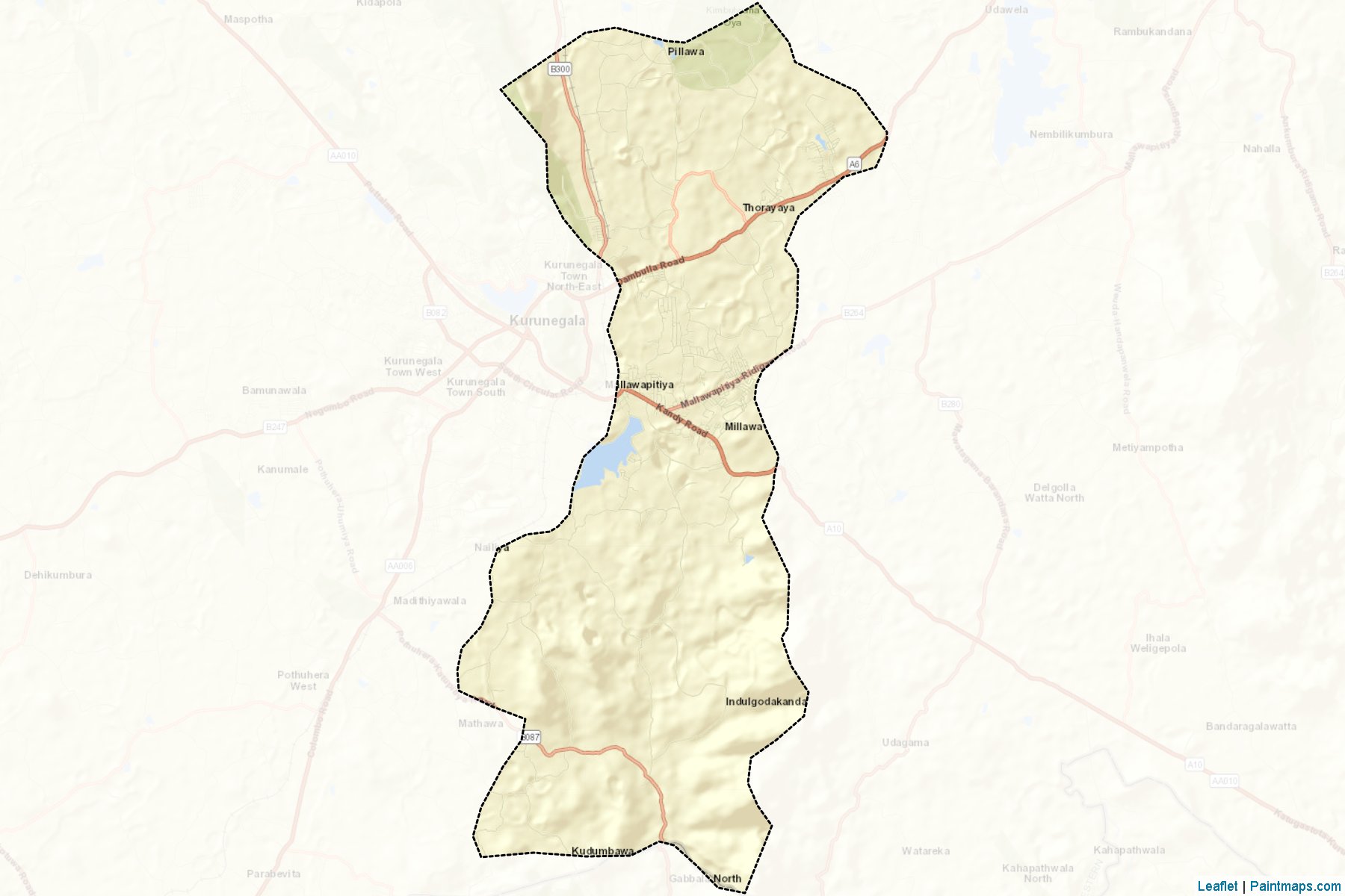 Muestras de recorte de mapas Mallawapitiya (Kuruṇægala)-2