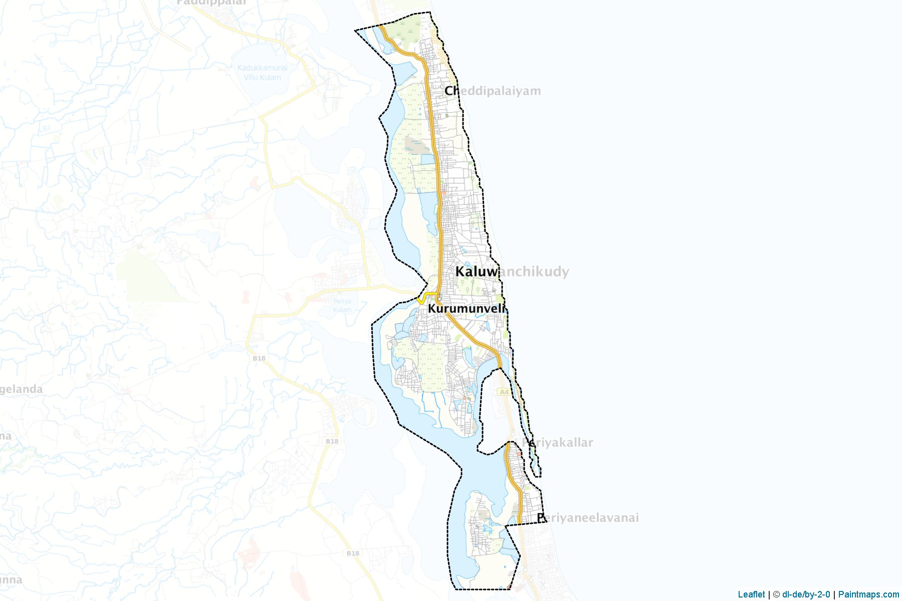 Muestras de recorte de mapas Manmunai South & Eruvil pattu (Maḍakalapuva)-1